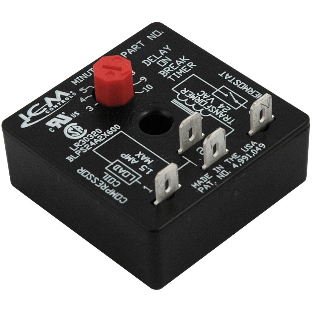 ICM CONTROLS ICM206B 24VAC 10-Minute Delay On Break Timer - HVAC System Control for Furnace, Boiler & Air Conditioning Units