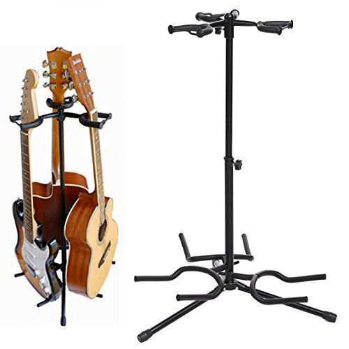 Adjustable Guitar Stand for 3 Electric or Acoustic Guitars - Foldable & Portable Triple Guitar Stand Holder - Perfect for Stage Performances, Studio Recording, and Home Storage