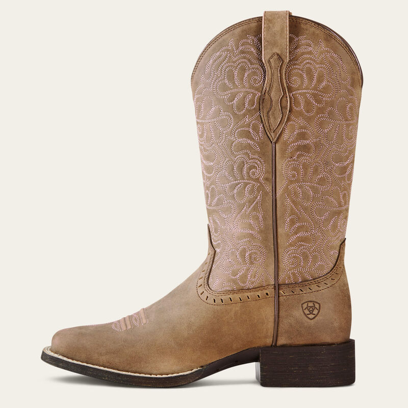 WMS Round Up Remuda Wide Square Toe Western Boots for Men - Comfortable Cowboy Boots for Riding, Work & Country Fashion | Durable Leather Western Footwear for Ranchers & Rodeo