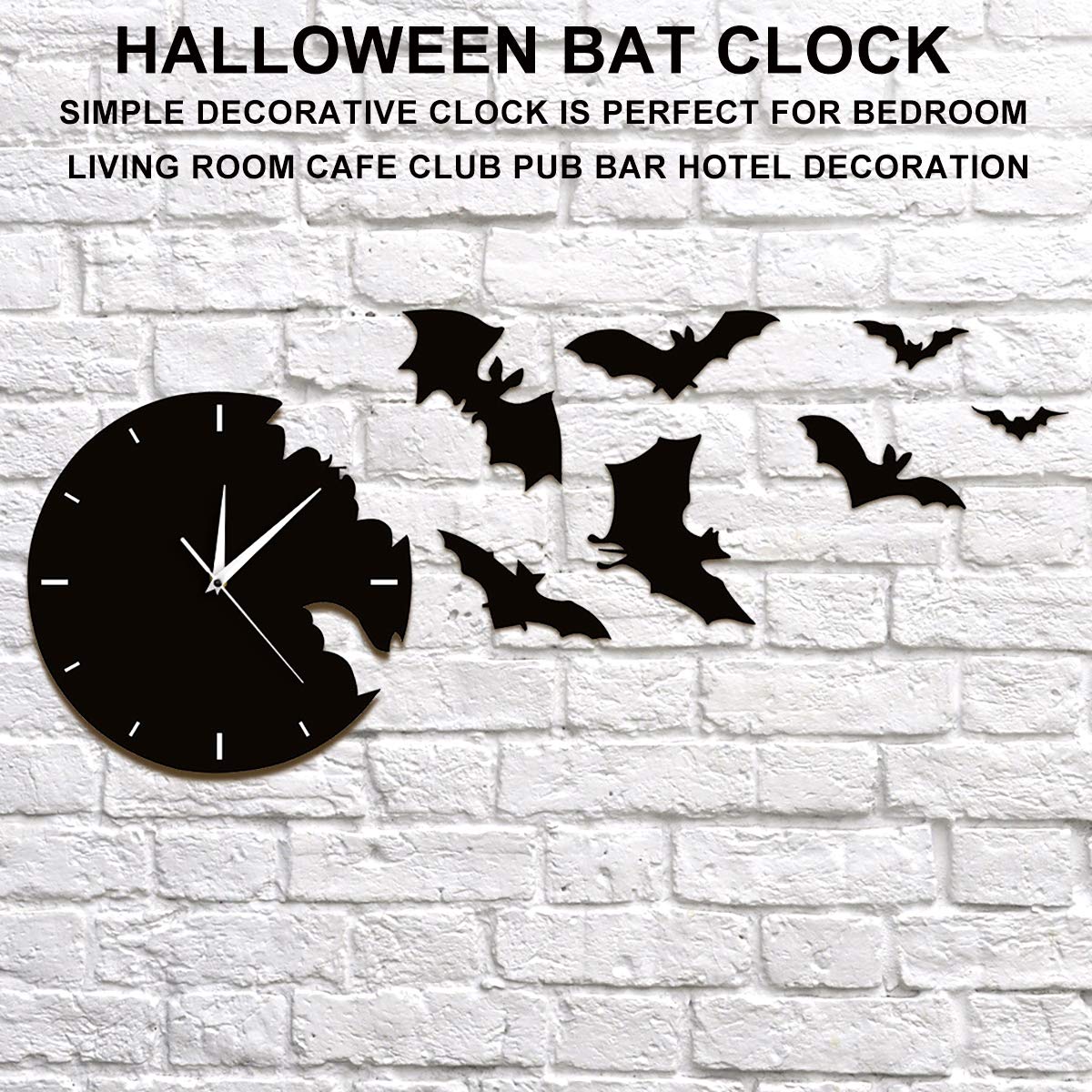 LIOOBO 3D Bat Wall Clock - Halloween Decorations for Home, Spooky Room Decor & Unique Household Wall Clock - Perfect for Halloween Party Decor, Gothic Bedroom, or Haunted House Theme