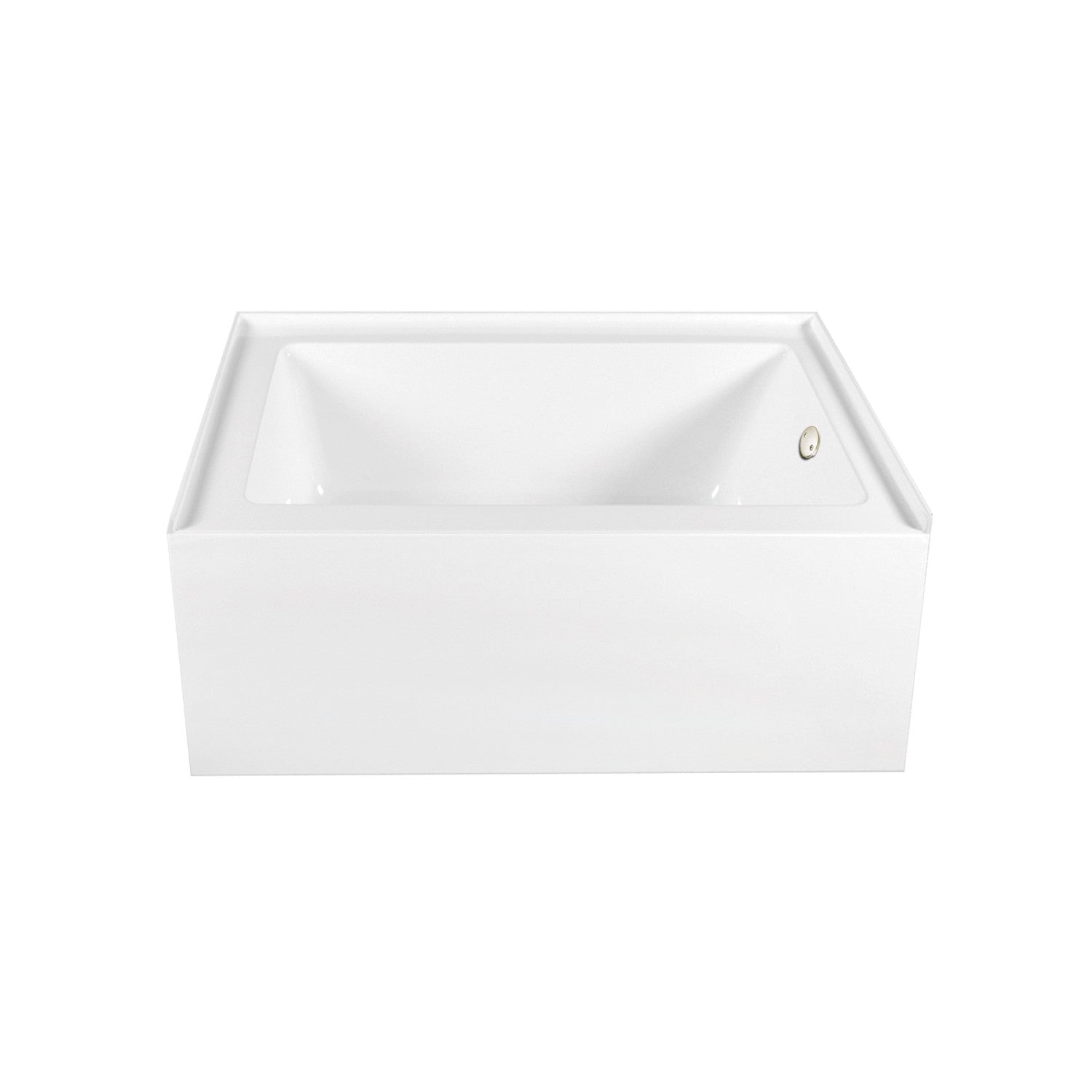 Aqua Eden 60 Inch Acrylic Rectangular 3 Wall Alcove Bathtub Combo with Waste & Overflow Drain - Glossy White/Polished Nickel (Right Hand Drain) | Freestanding Soaking Tub for Modern Bathroom Renovation & Spa Relaxation