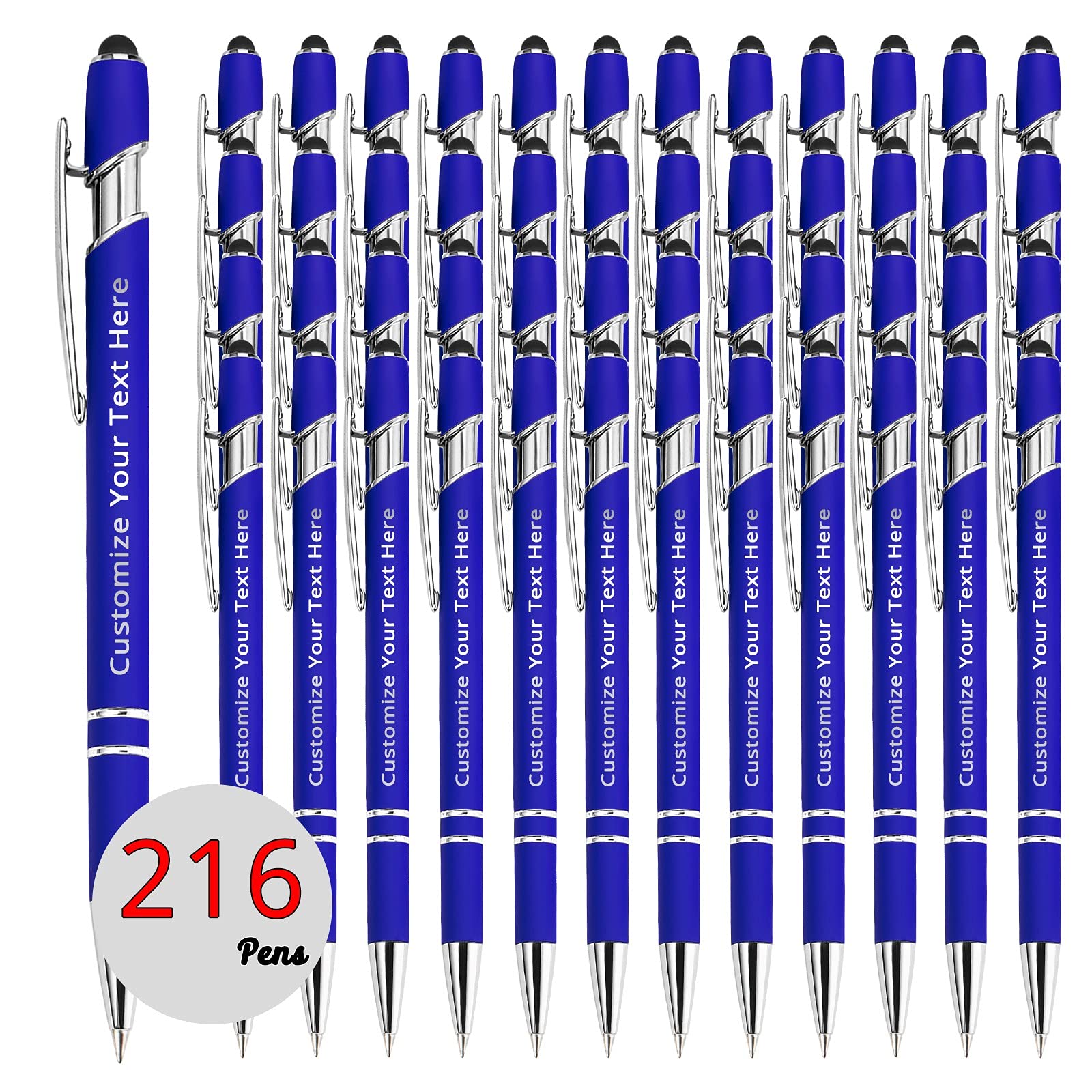 Aolun 216 Personalized Pens Bulk - Custom Engraved Stylus Pens with Soft Touch Metal, Name/Logo/Message Engraving - Ideal Graduation, Birthday, Boss & Teacher Gifts (Light Green) - Perfect for Office, School & Corporate Events