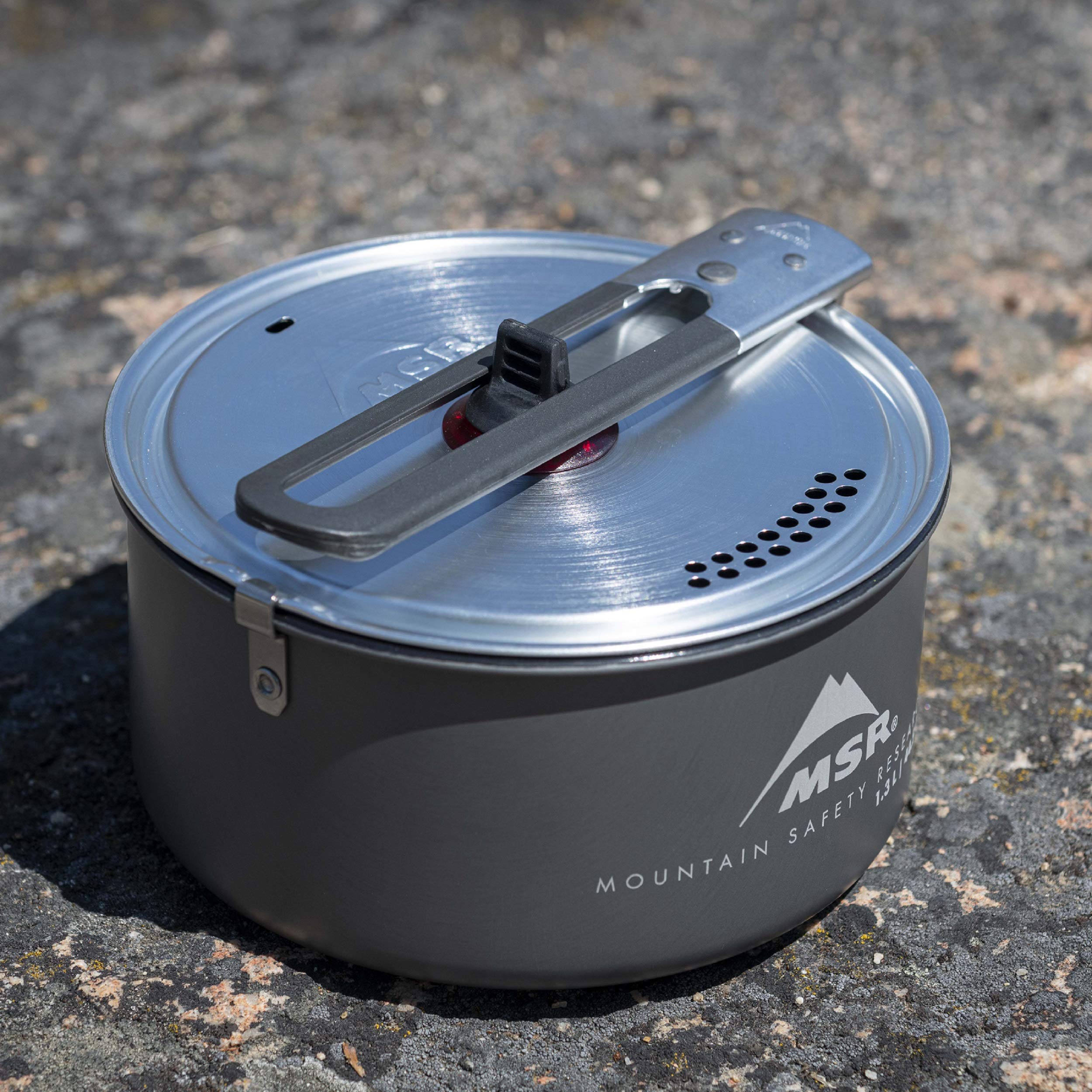 MSR 1.3L Nonstick Ceramic Coated Camping Cook Pot - Lightweight Solo Backpacking Cookware for Hiking, Camping & Outdoor Adventures (Black)