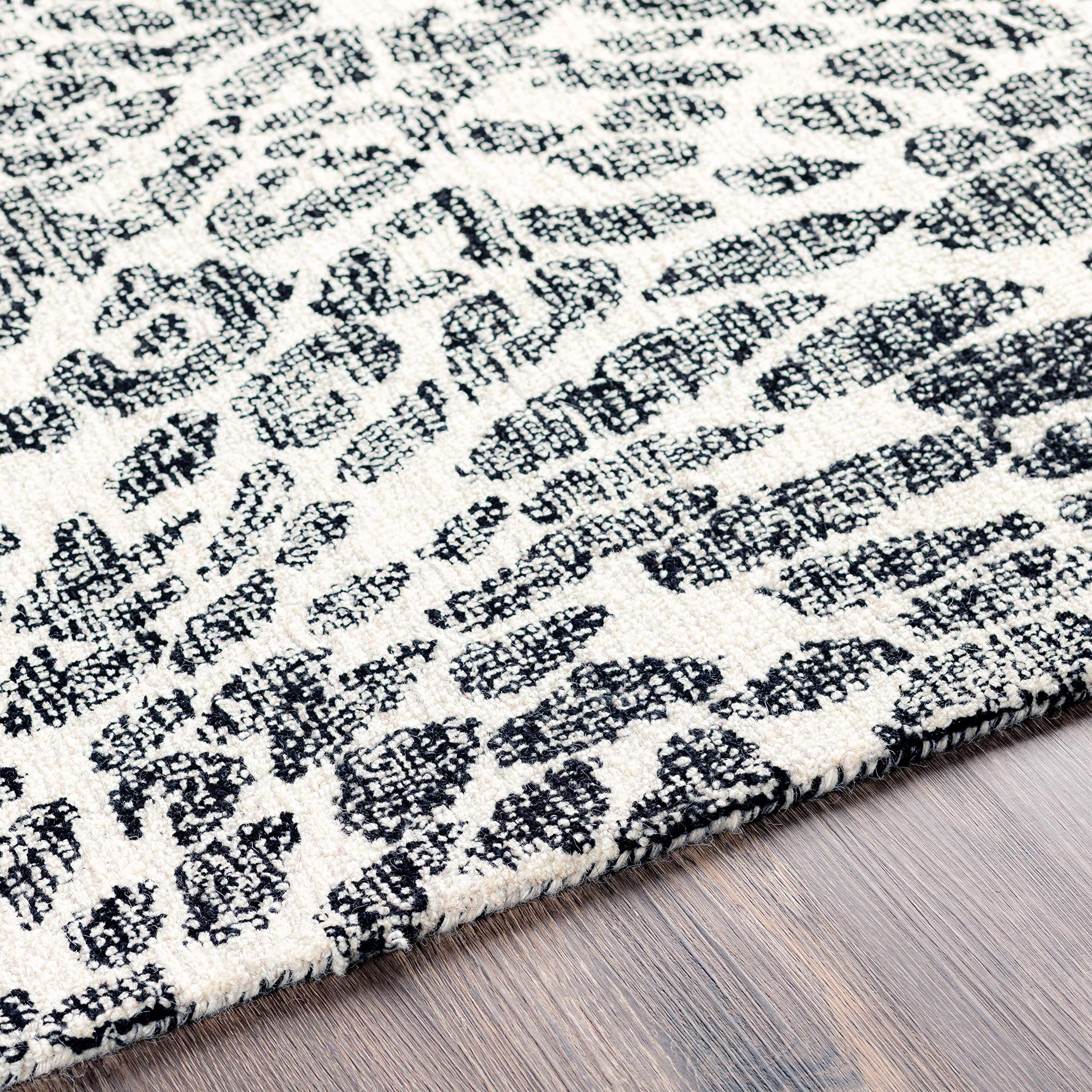 Premium Hauteloom Baggs Wool Area Rug for Living Room & Bedroom - Modern Black, Gray, Beige - Soft 2' x 3' - Perfect for Cozy Home Decor & High-Traffic Areas