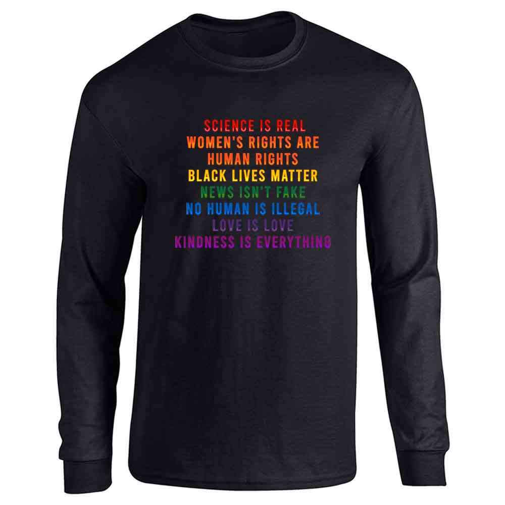 Pop Threads Science is Real Black Lives Matter Pride Long Sleeve Shirt - Perfect for Protests, Social Justice Events & LGBTQ+ Support