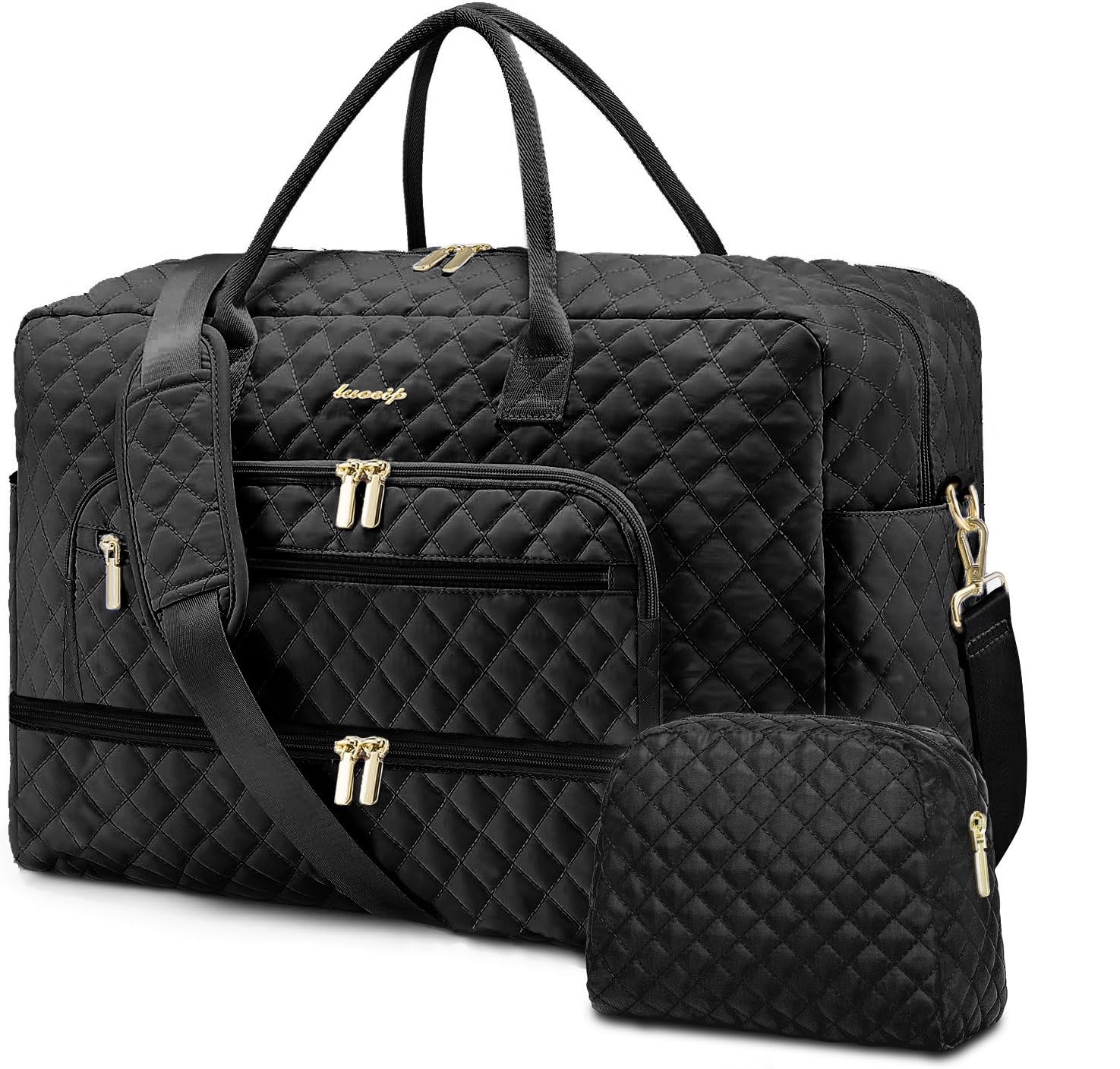 Women's 38L Travel Duffle Bag - Carry-On Weekender Overnight Bag with Shoe Compartment & Wet Pocket, Toiletry Organizer - Perfect for Weekend Getaways, Hospital Visits, Labor & Delivery
