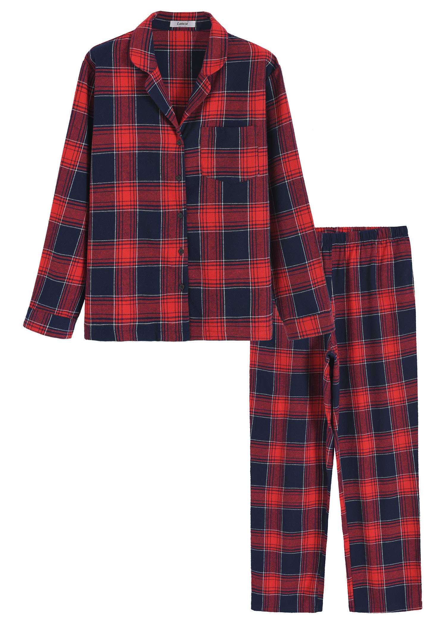 Cozy Women's Cotton Flannel Pajama Set with Pockets - Soft Long Sleeve Shirt & Comfortable Pants for Winter Sleepwear, Lounge & Relaxation at Home
