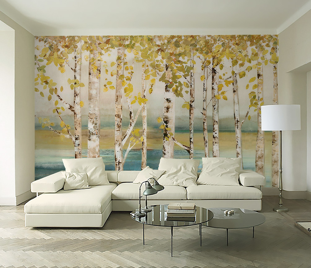 Yellow Tree Trunks Wallpaper Murals - Nature-Inspired Peel & Stick Wallpaper for Living Room, Bedroom, Office Decor | Easy to Install & Removable