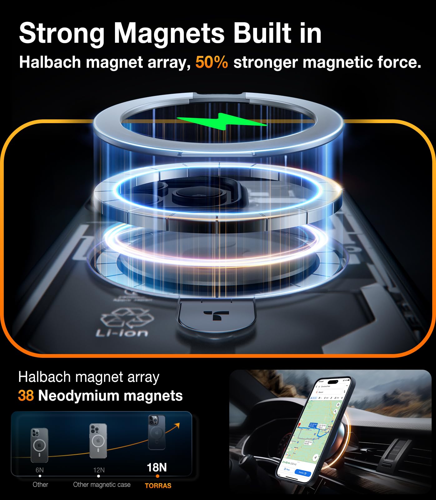 TORRAS Magnetic iPhone 14 Pro Max Case with Stand - Slim Shockproof Translucent Phone Cover | Magsafe Compatible | Military Grade Drop Protection | Perfect for Work, Travel & Outdoor Activities (Black, 2022 Model)