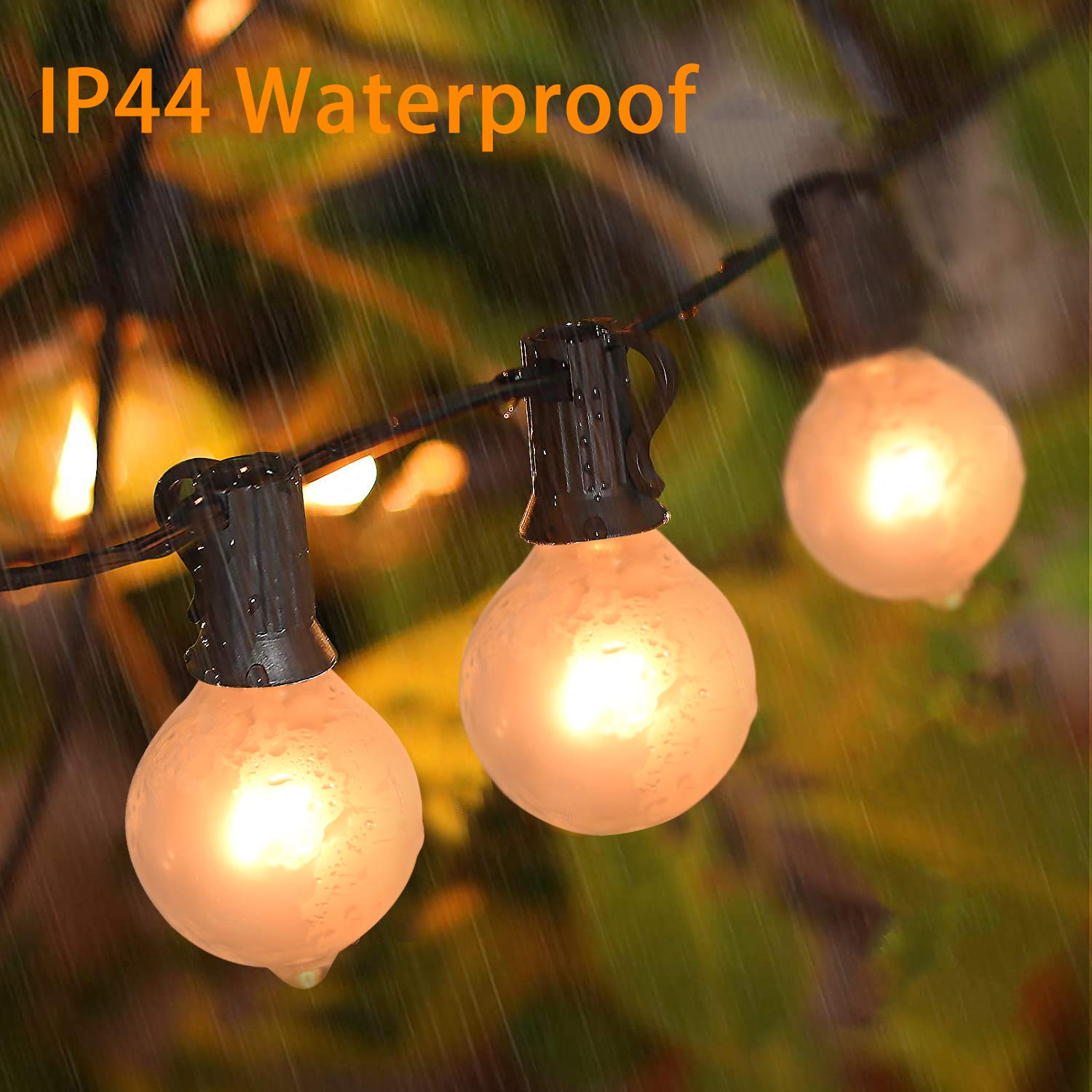 SUNSGNE 25Ft Outdoor Waterproof Connectable String Lights with 27 Frosted White G40 Globe Bulbs - Black Wire, 5 Watt - Perfect for Backyard, Porch, Balcony, Party & Christmas Decorations | Ideal for Patio Lighting, Garden Decor, and Holiday Events
