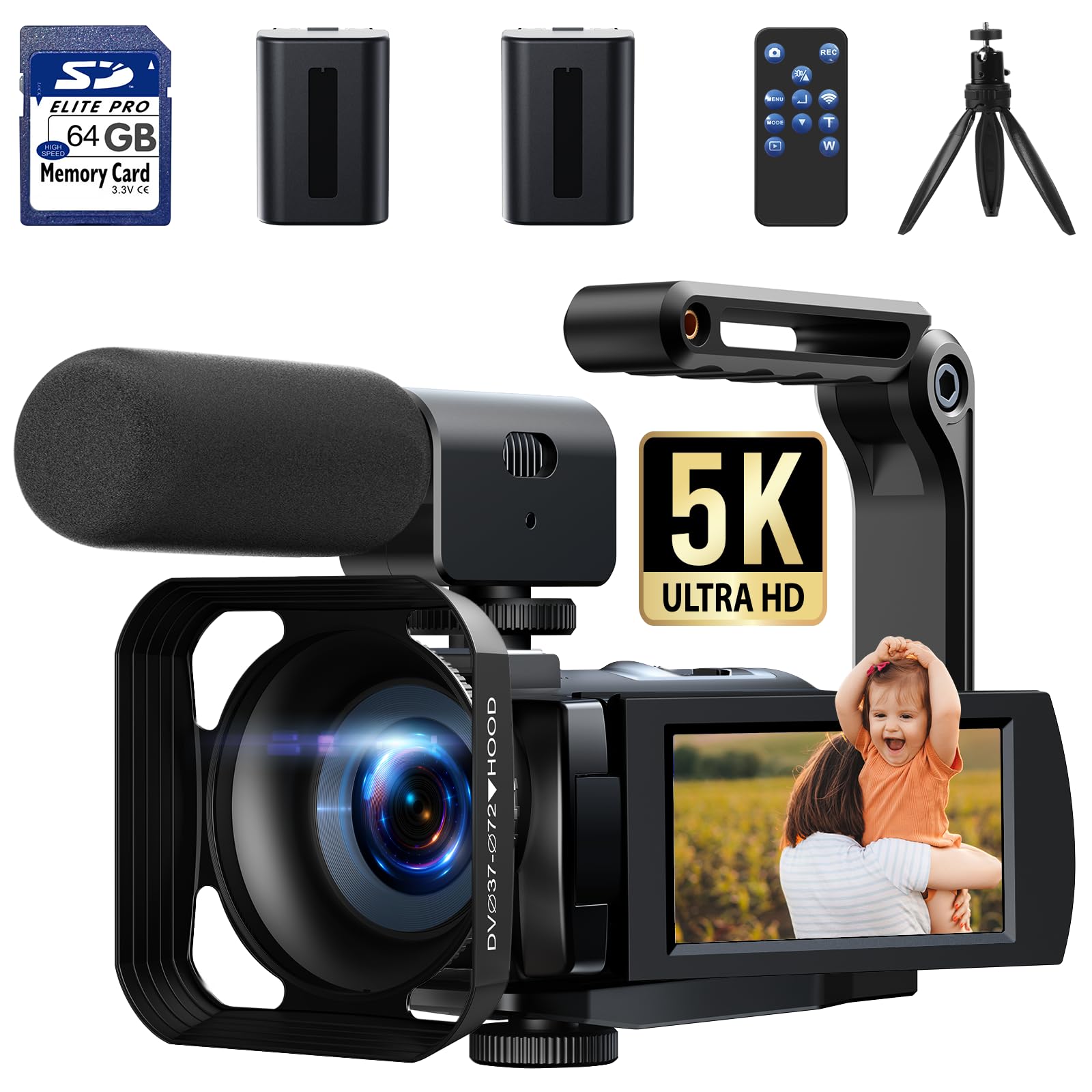 HOTPEAK 5K 56MP WiFi Vlogging Camera with 3