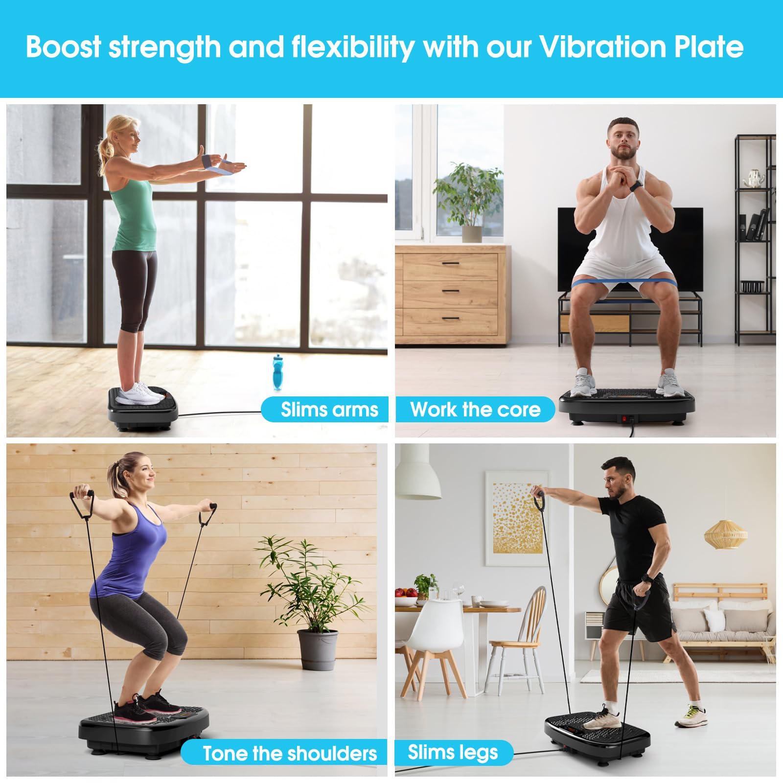 SoftGym Power Vibration Plate Machine - 300-400 lbs Capacity Whole Body Workout Platform for Lymphatic Drainage, Weight Loss & Home Fitness | Ideal for Detox, Circulation & Muscle Recovery