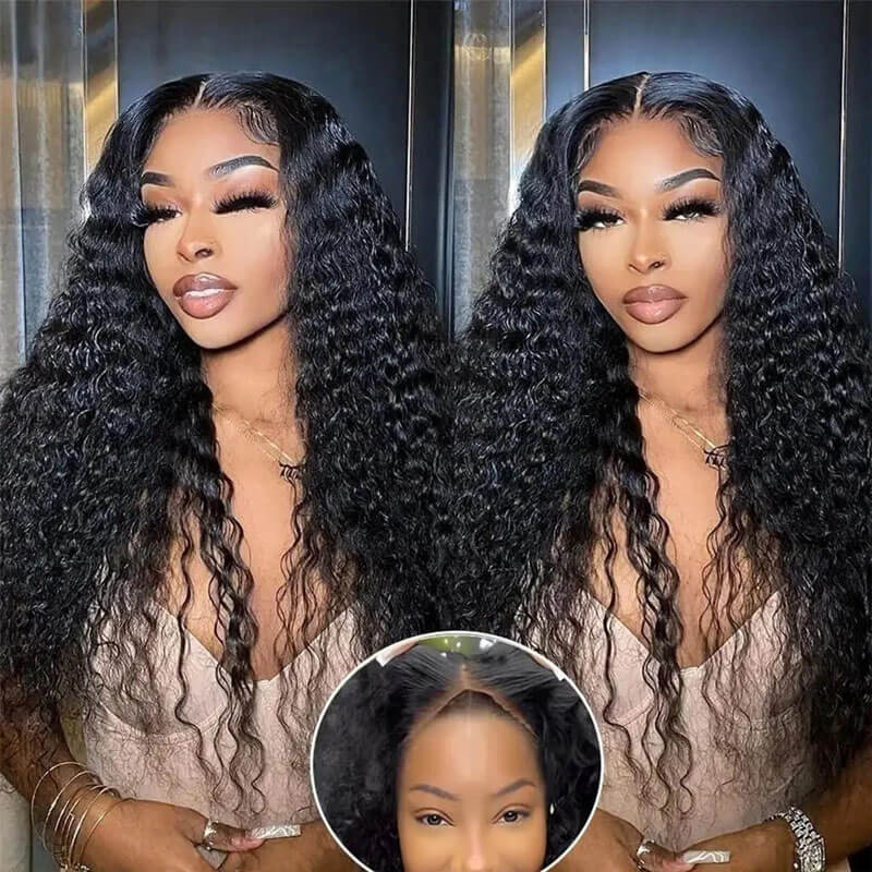 Eullair Glueless Curly Human Hair Wig 6x4 5x5 Lace Closure Wig - Pre Cut Lace, Pre Plucked Hairline, Beginner Friendly, 30s Quick Install - Perfect for Daily Wear, Parties & Cosplay