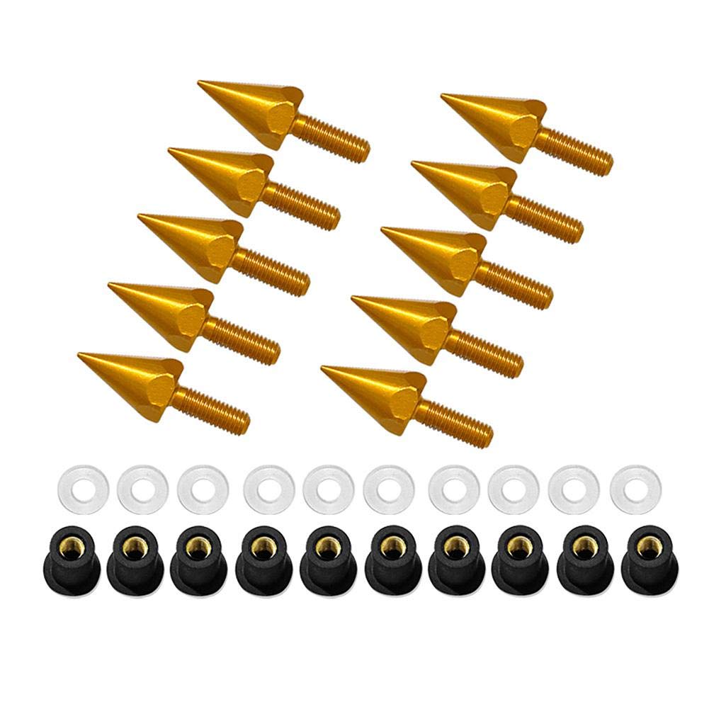 **M5 Motorcycle Wind Screen Bolts & Fairing Screws Kit - Universal Fit for Bikes & Scooters - Gold Spike Windshield Screw Nuts (Ideal for Custom Bike Upgrades & Windshield Repairs)**