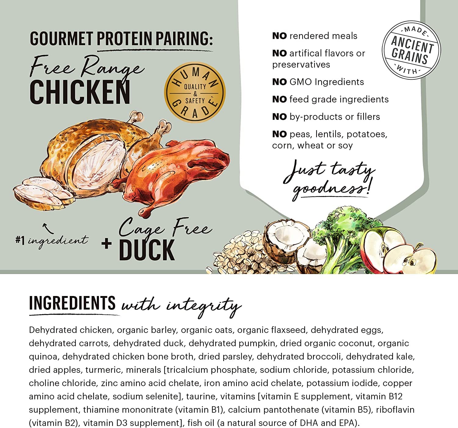 The Honest Kitchen Dehydrated Gourmet Grains Dog Food with Chicken & Duck - 10 lb Bag | 100ct Pet Wipes Included | Healthy Meal for Adult Dogs | Perfect for Travel, Camping & Daily Feeding
