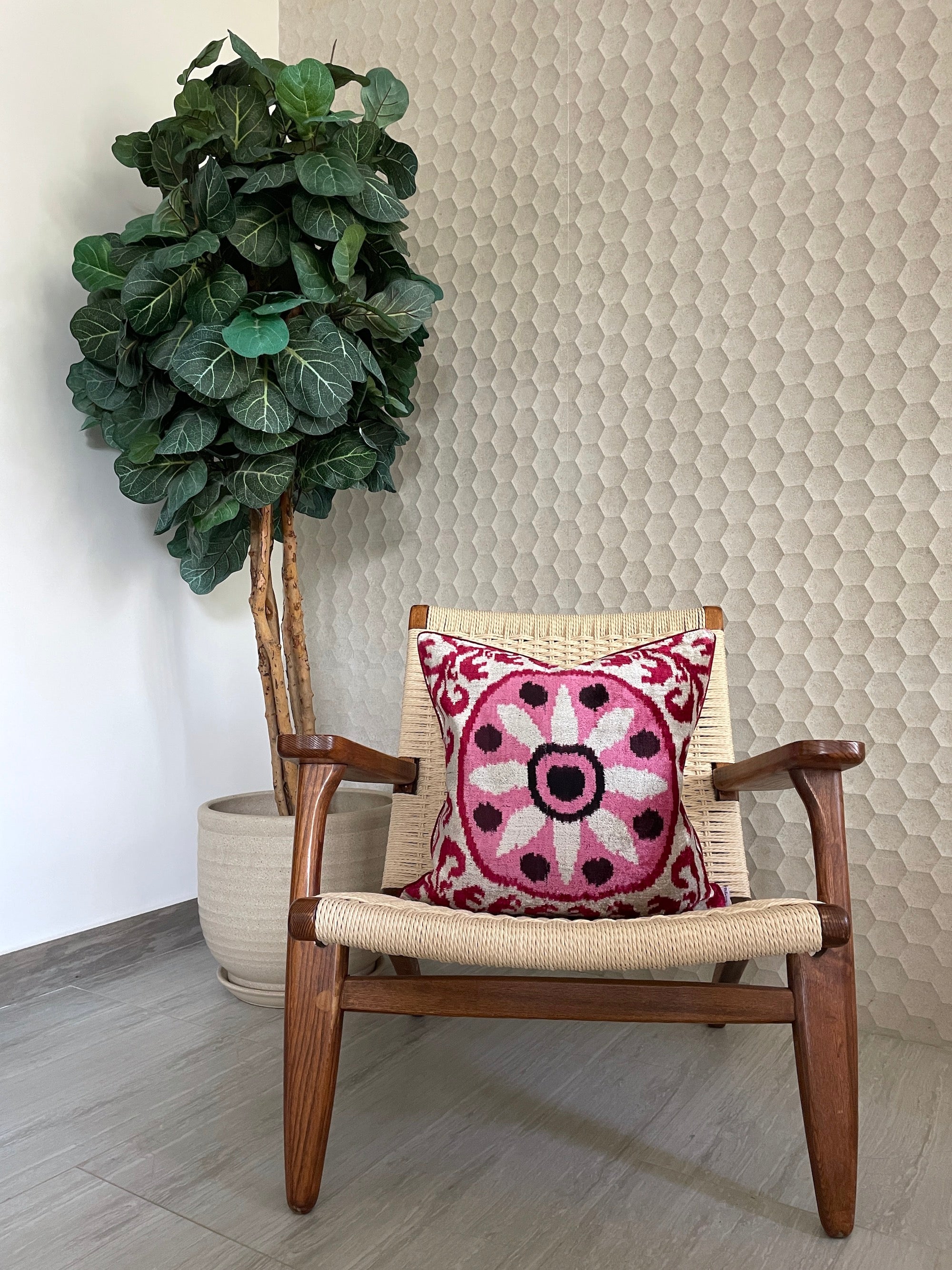 Velvet Ikat Starfish Cushion Cover - Bright & Vibrant Bohemian Pillow for Sofa, Bed, or Home Decor