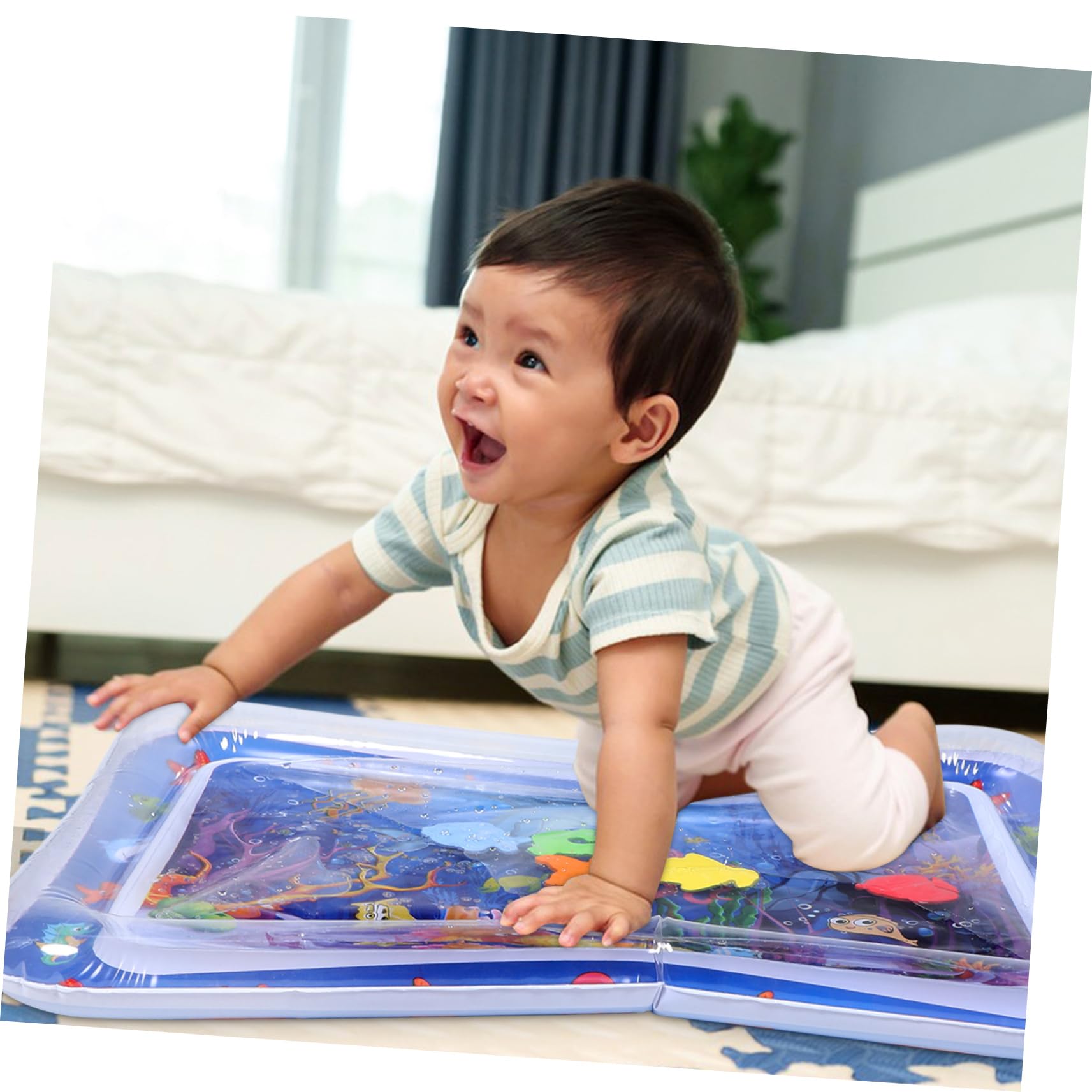 FAVOMOTO Inflatable Patting Pad Water Playmat - PVC Tummy Time Mat for Babies, Toddler Safe Inflatable Water Pad for Indoor & Outdoor Use, Perfect for Playtime, Sensory Development, and Relaxation