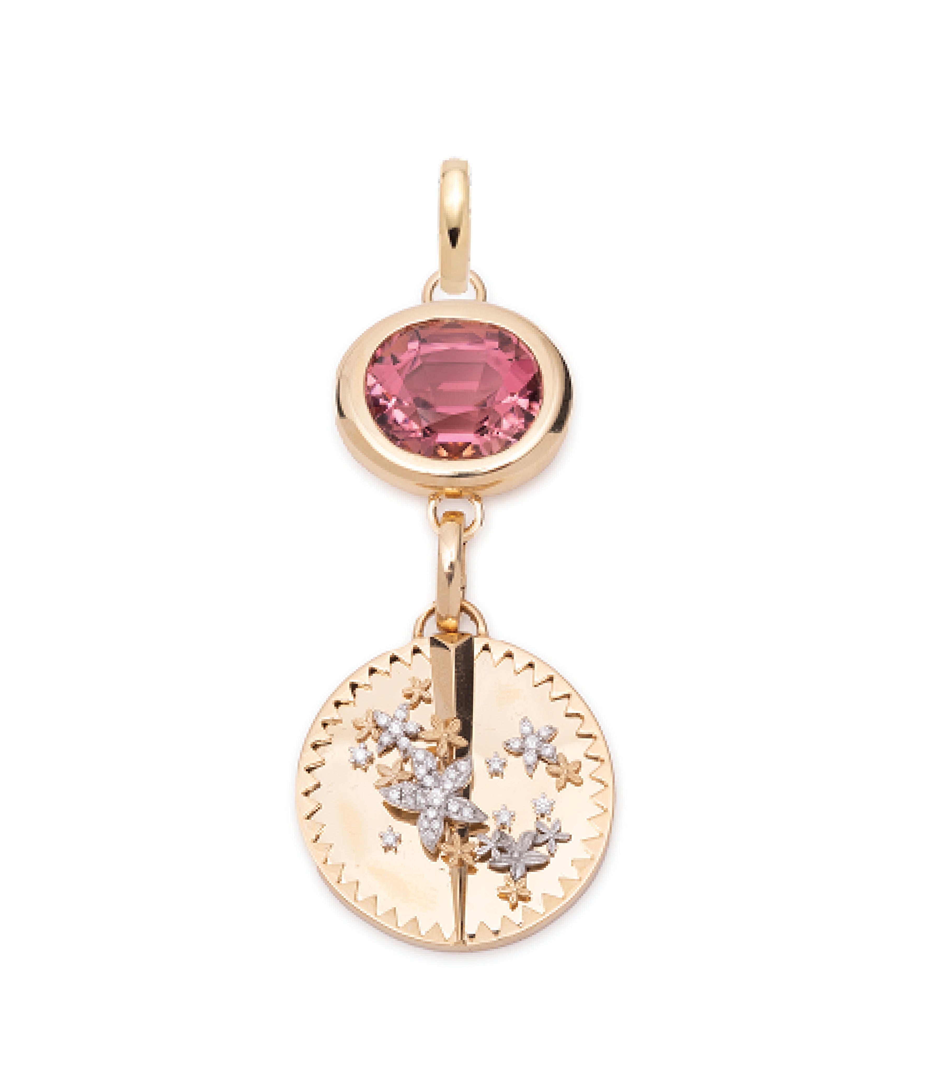8.2ct Oval Cut Unique Pink Tourmaline Gemstone Pendant in 14K Yellow Gold with Annex Link Chain - Elegant Jewelry Gift for Women, Perfect for Weddings & Special Occasions