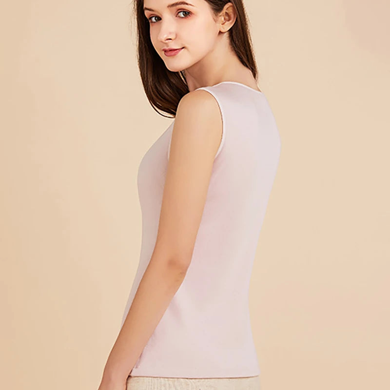 Women's Silk Velvet Thermal Vest - Warm Winter Layering Piece for Cold Weather, Cozy Indoor & Outdoor Wear