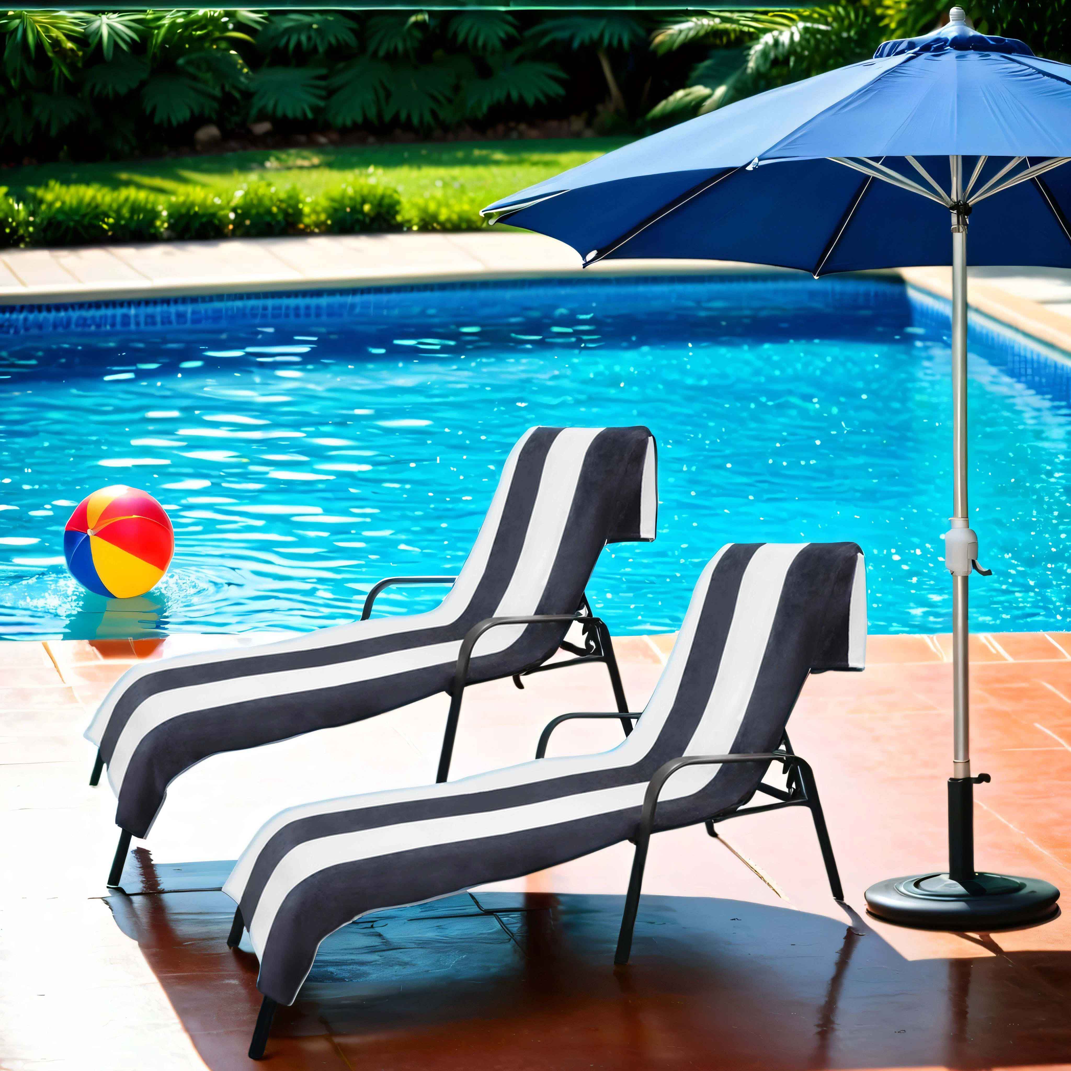 Premium Cabana Striped Cotton Beach Towel & Chaise Lounge Cover - Soft, Absorbent, UV Protection - Perfect for Poolside, Beach Vacations & Outdoor Relaxation