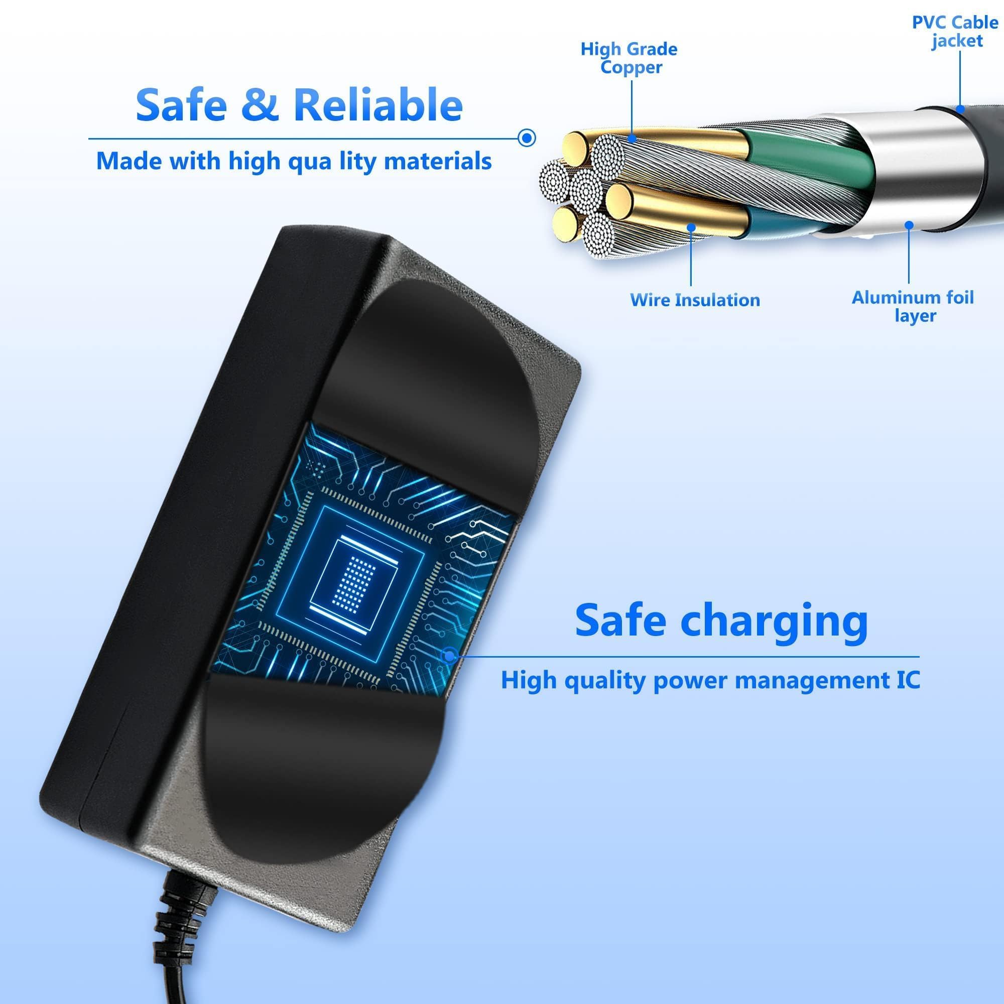 42V Power Adapter Charger for Xiaomi M365, Bird & Lime Scooters - Compatible with Lime-S, Skip, Spin, Ninebot ES2/ES4/E22/E25 Electric Scooters - Fast Charging for 36V Li-ion Batteries - Perfect for Commuting & Urban Travel