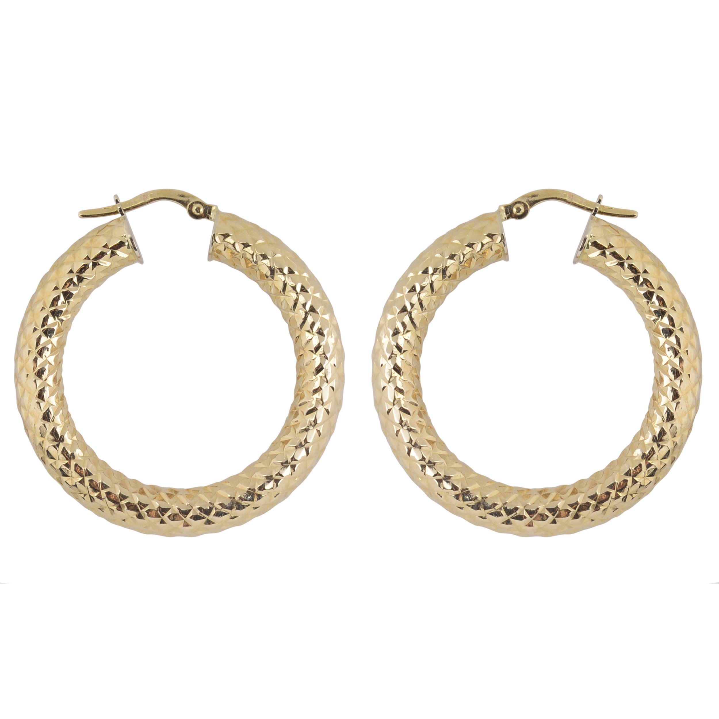 10K Yellow Gold 5x25mm Diamond-Cut Hoop Earrings for Women - Dainty Everyday Jewelry Gift for Her - Perfect for Work, Date Night & Special Occasions