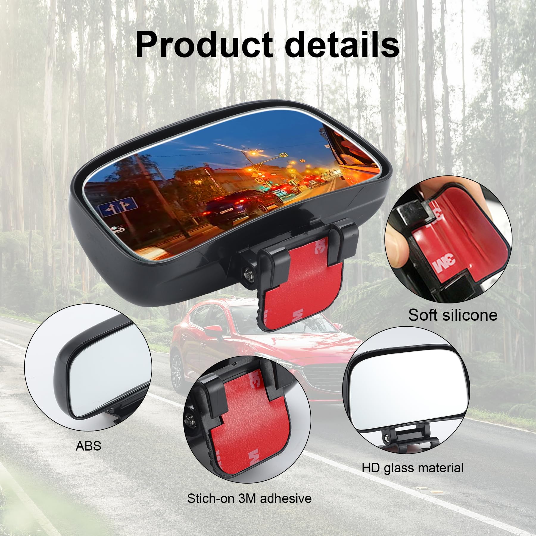 LivTee Blind Spot Mirror - Adjustable HD Glass Wide Angle Rearview Mirror for Cars, Trucks & SUVs - Universal Fit for Enhanced Safety & Parking Assistance - Perfect for Highway Driving & Tight Parking Spaces