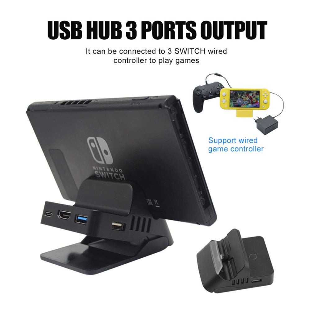 Nintendo Switch Dock Replacement - HDMI TV Adapter with Fast Charging for Nintendo Switch & Switch OLED | Portable Gaming Dock for Home & Travel Entertainment