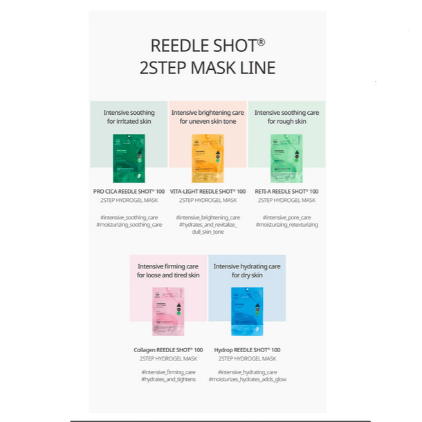 VT Collagen (Pink) Reedle Shot 100 2 Step Mask (1.5g + 33g) - Korean Skincare for Wrinkles & Hydration - Perfect for Night Routine & Spa Days