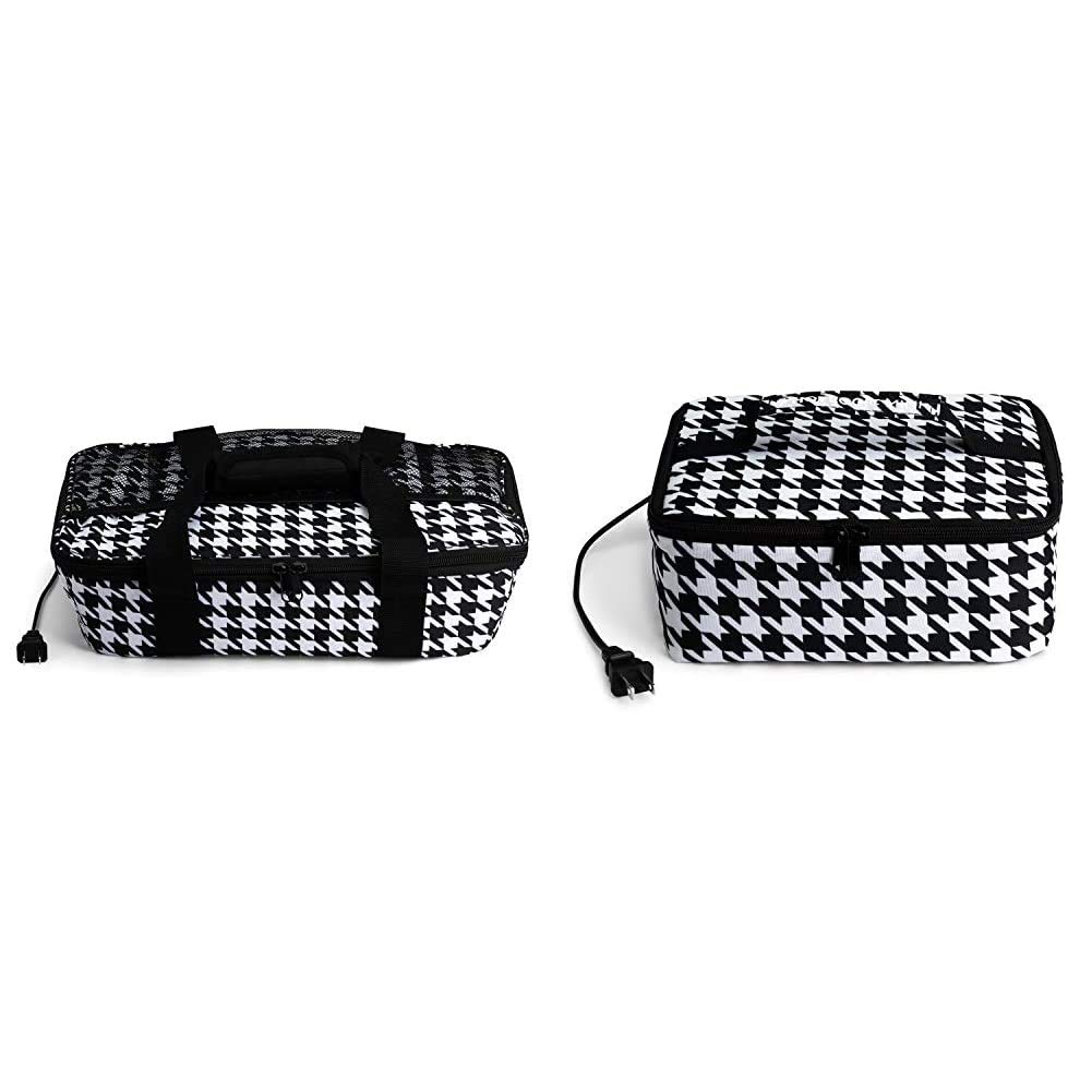HotLogic 16801048-HND Portable Food Warmer & Casserole Dish - Houndstooth Design, Insulated Lunch Tote for Office, Travel & Picnics | Keep Meals Warm Anywhere