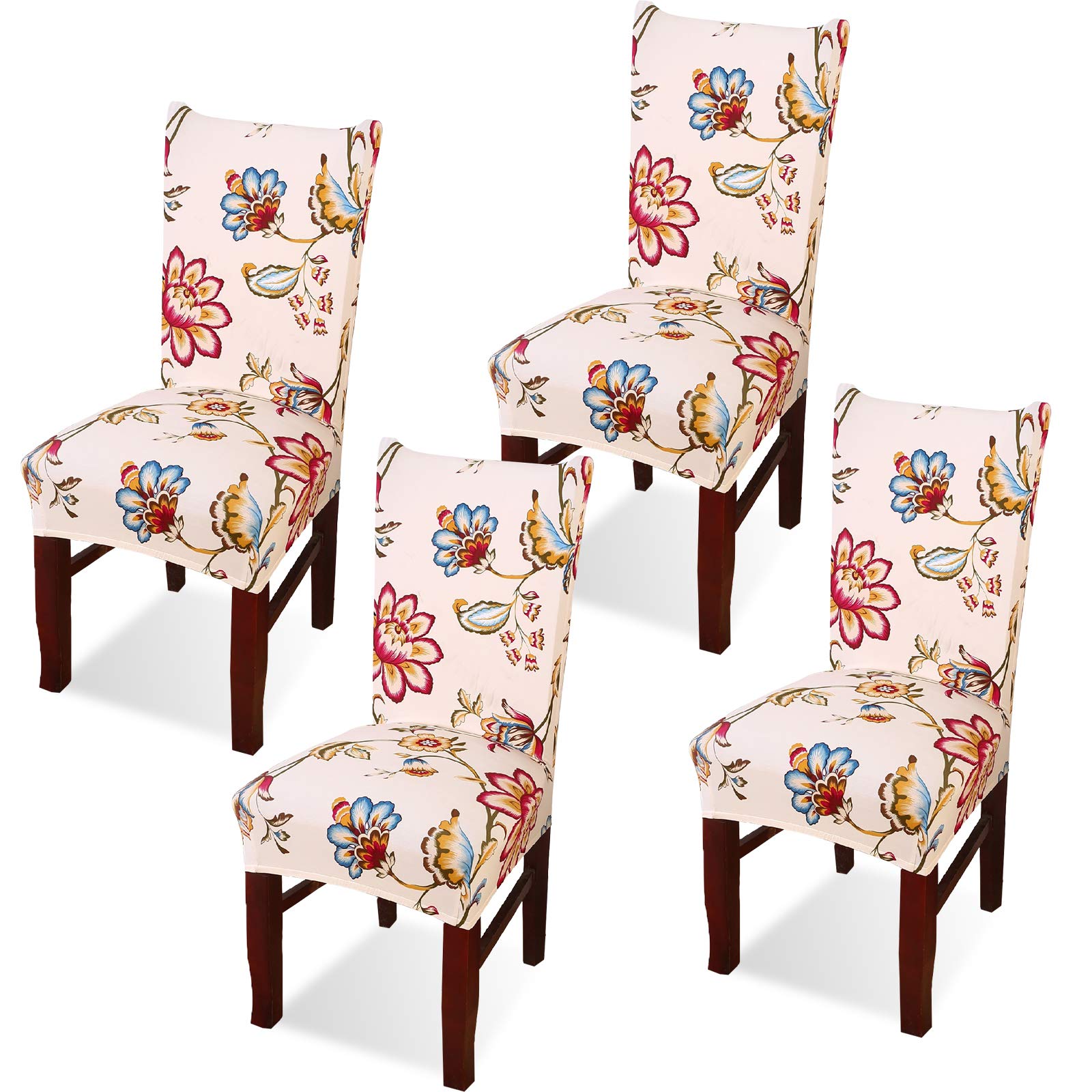 Argstar 4 Pack Washable Dining Chair Covers - Floral Parson Slipcovers for Kitchen & Dining Room, Armless Chair Protectors Set of 4 - Perfect for Home Decor, Parties & Everyday Use