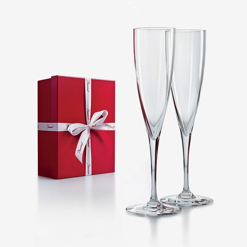 Baccarat Crystal Dom Perignon Champagne Flutes - Set of 2 Elegant Glasses for Luxury Celebrations & Romantic Dinners