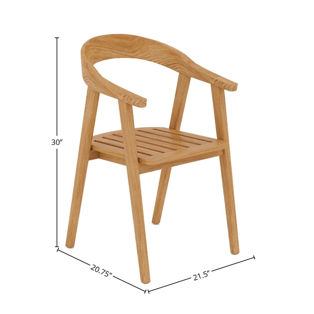 Premium Lechair Teak Outdoor Barrel Back Dining Armchair - Weather-Resistant Patio Furniture for Garden, Poolside & Backyard Dining Sets