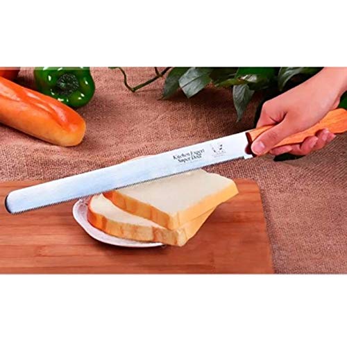 Grizzly® 12 Inch Stainless Steel Bread Knife - Professional Serrated Blade for Slicing Bread, Toast, Cake & Pastry - Ergonomic Wooden Handle - Perfect for Home Baking, Restaurants & Commercial Kitchens