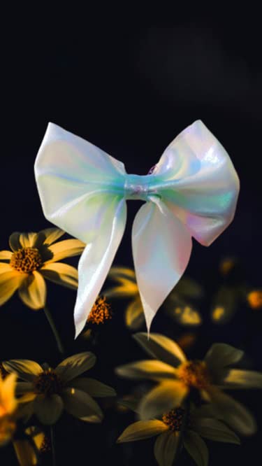 **SIA VENDORS Unisex Hair Clips for Girls & Women - 6-Pack Holographic Bow Alligator Clips with Grosgrain Ribbon - Luxury Satin Scrunchies & Barrettes for School, Parties, and Everyday Styling**
