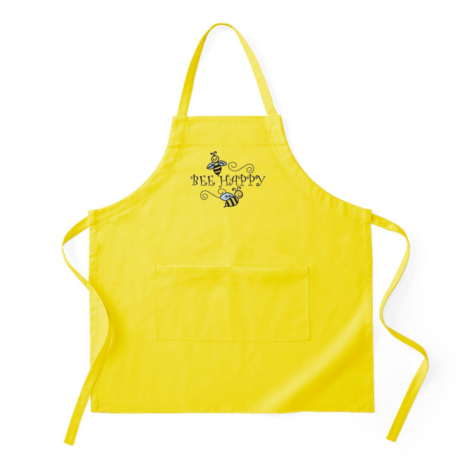 Bee Happy Kitchen Apron with Pockets - Adjustable Grilling & Baking Apron for BBQ, Cooking & Baking - Perfect Gift for Chefs & Home Cooks