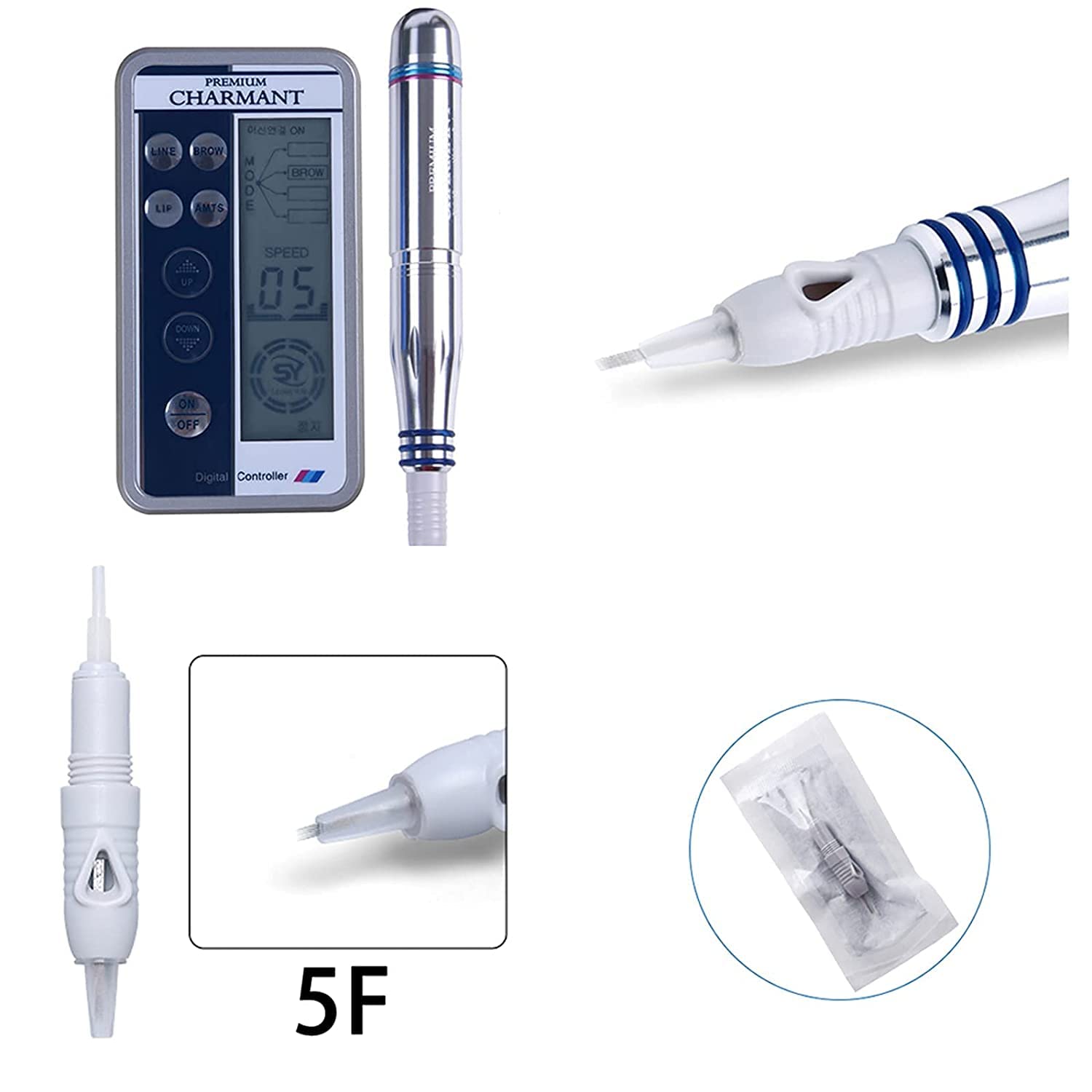 Premium Microblading Needle Cartridges 3F 5F 7F for Permanent Makeup & Eyebrow Tattoo | Compatible with Tattoo Charmant Machines | Professional Salon & Home Use (Pack of 3, 5F Needles) | Perfect for Eyebrow Enhancement & Semi-Permanent Makeup