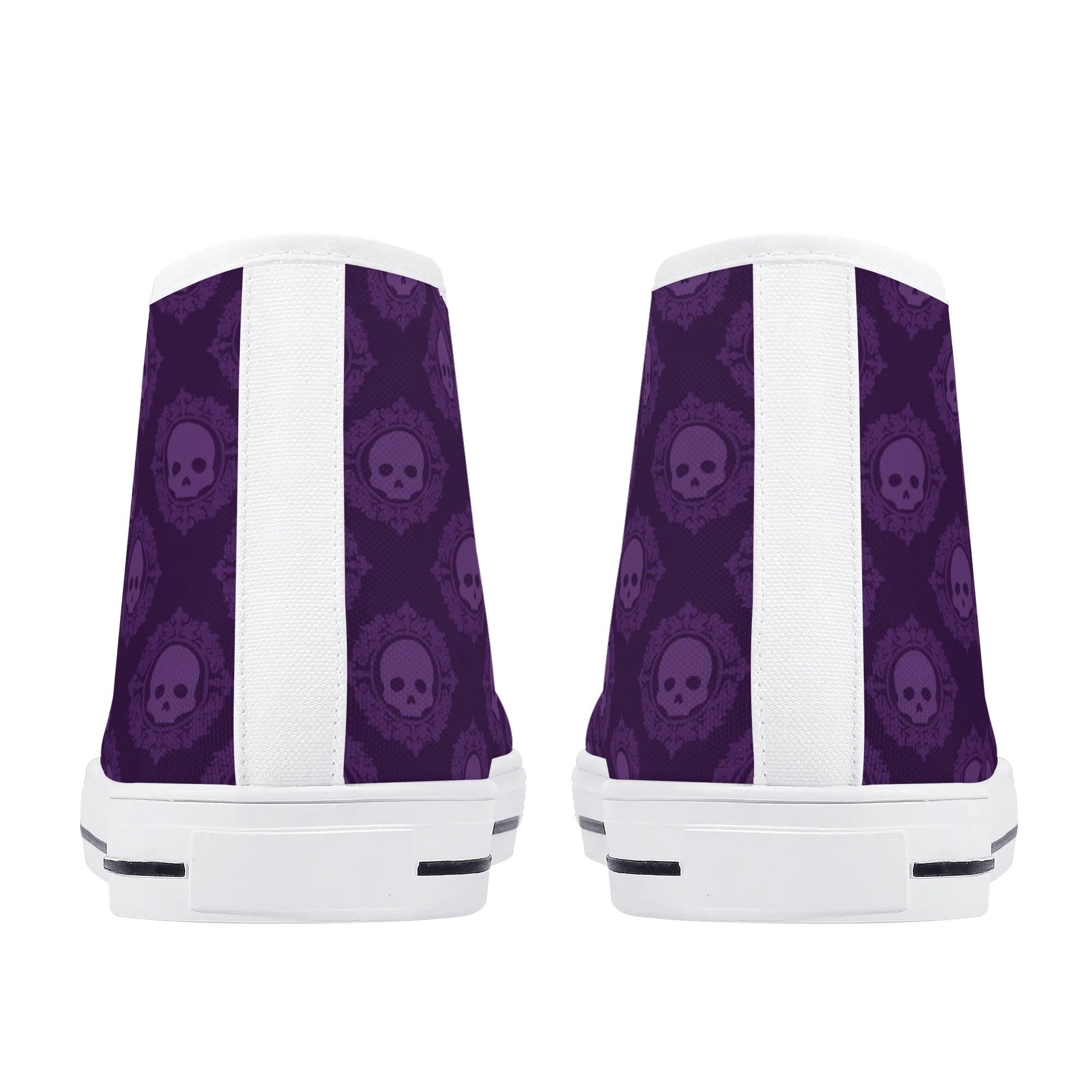Gothic Purple Skull Print High Top Canvas Sneakers - Punk Rock Fashion Shoes for Women & Men | Perfect for Concerts, Halloween Costumes, and Alternative Streetwear