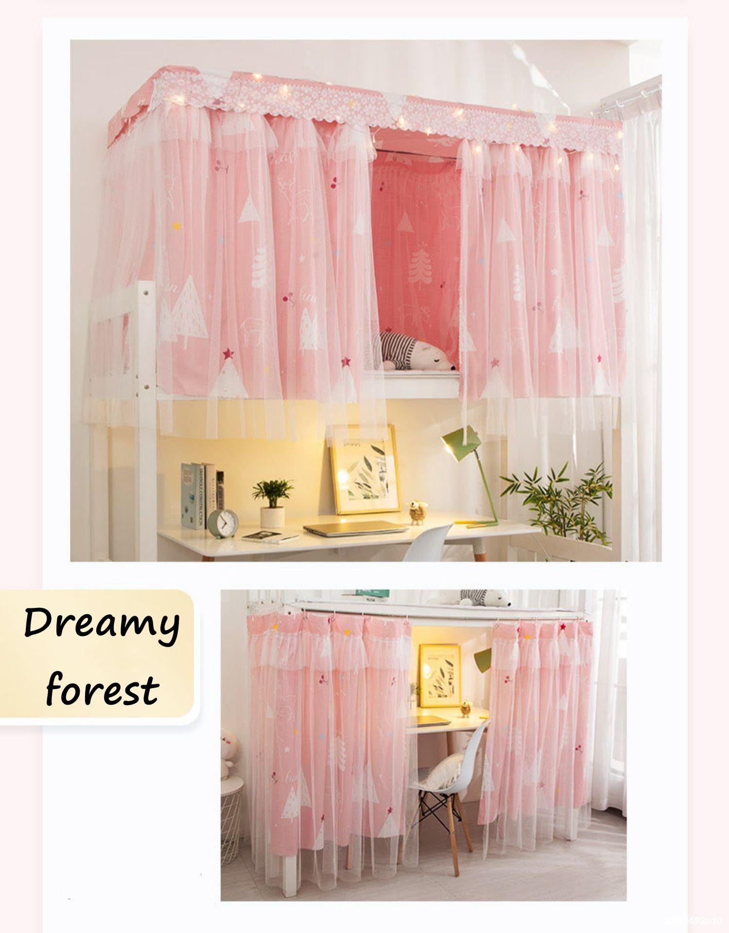 Blackout Bed Canopy for Dorm Bunk Beds - Privacy Curtain with Dustproof Net, Lightproof Bed Tent for Single Sleeper | Perfect for College Dorm Rooms, Kids' Bedrooms & Privacy Spaces