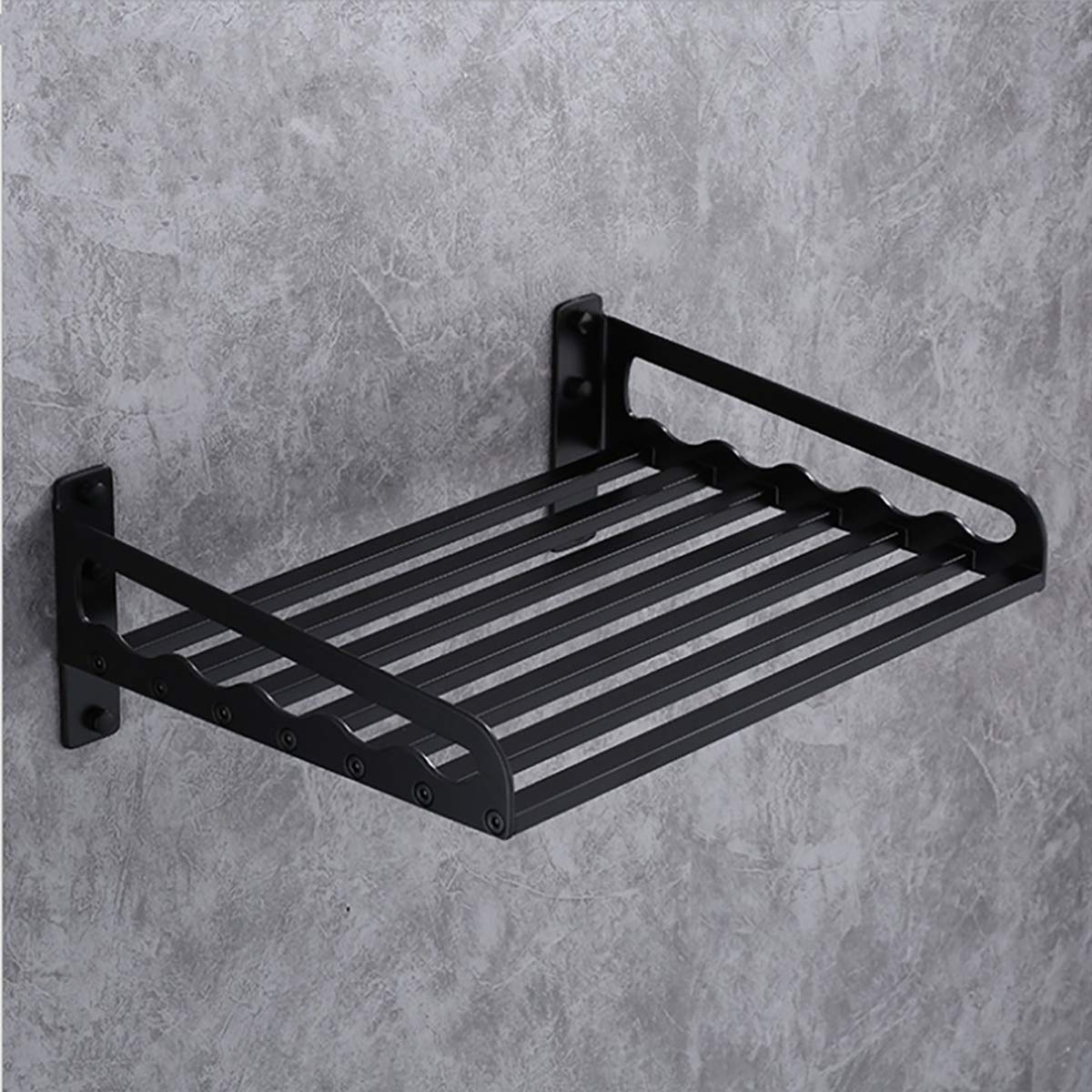 Sturdy Aluminum Microwave Stand - Wall Mounted Oven Shelf & Storage Rack for Kitchen (60cm, Black) | Space-Saving Solution for Small Kitchens & Apartments