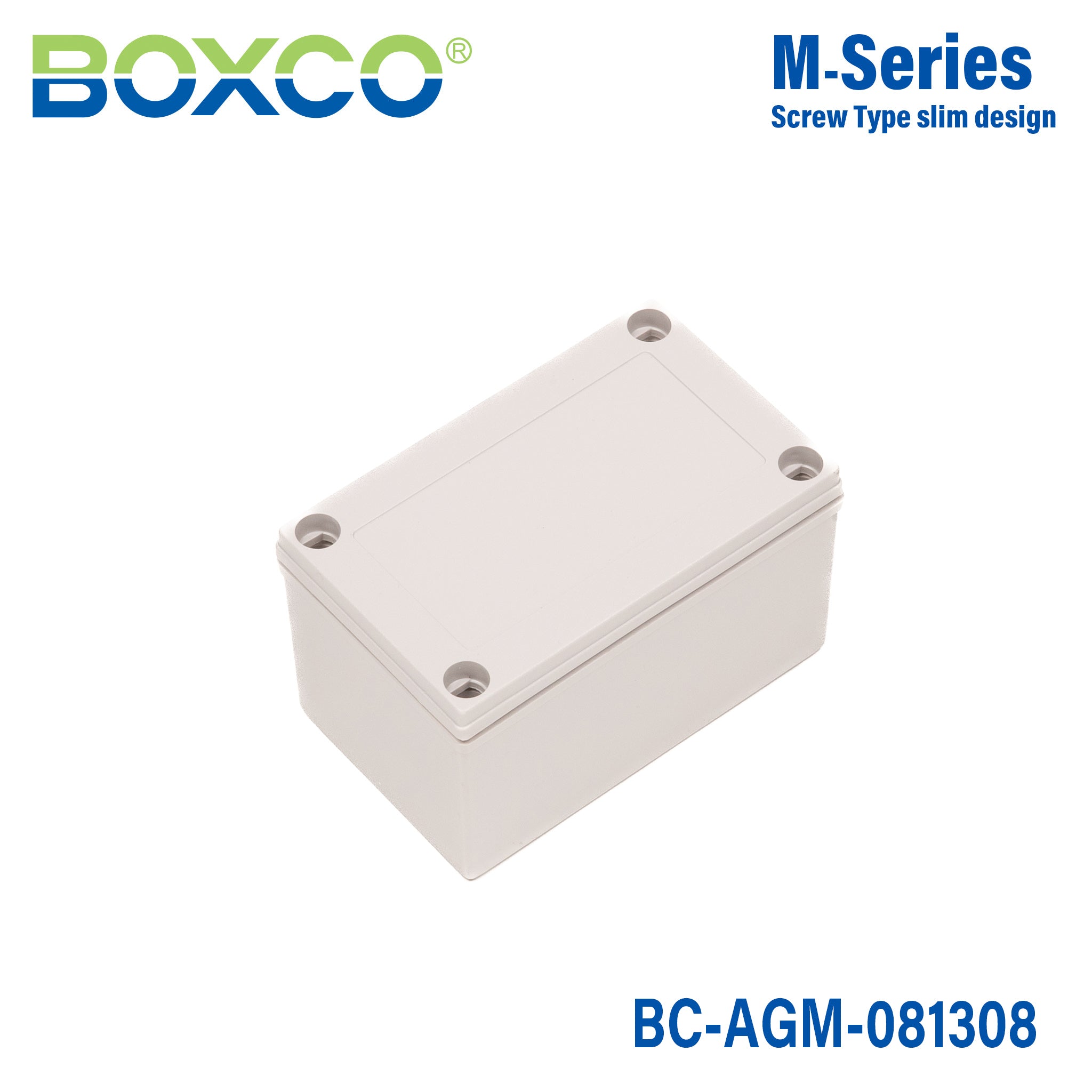 Boxco M Series 3.15 x 5.12 x 3.35 Inch (80 x 130 x 85mm) Waterproof Plastic Enclosure - IP67 Rated, IK08 Impact Resistant, ABS Material with Grey Screw-On Cover - Ideal for Outdoor Electronics, Industrial Equipment & DIY Projects
