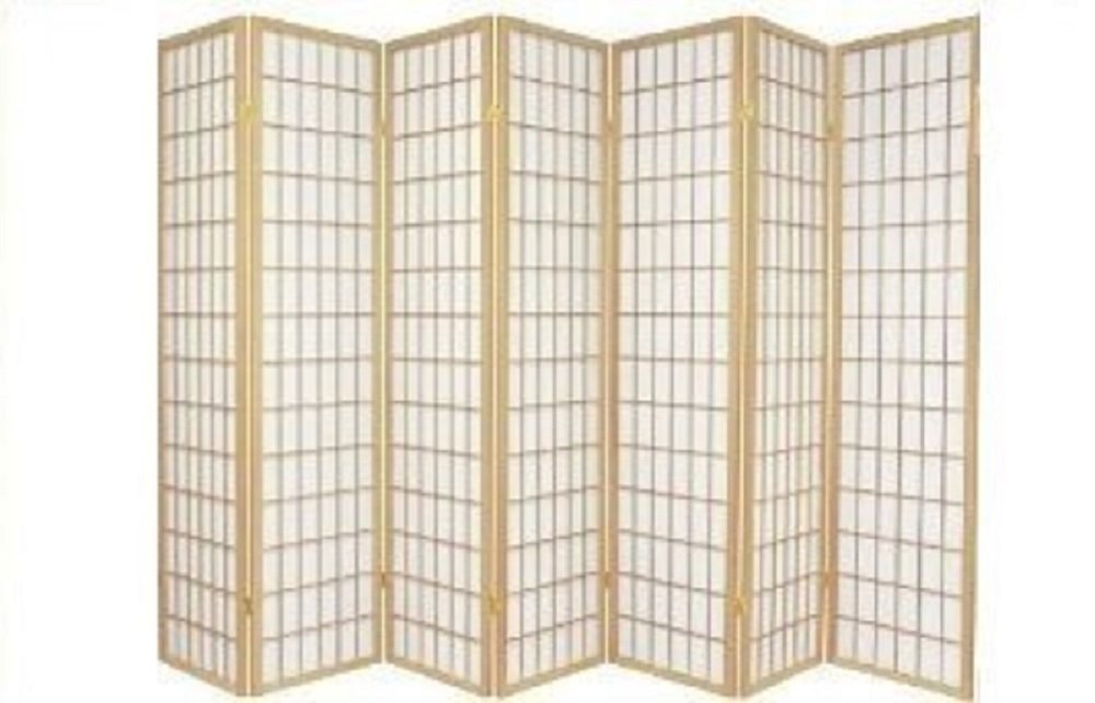 Natural Wood Square Room Divider Shoji Screen - 7 Panel Folding Privacy Screen for Home, Office & Meditation Space | Japanese Style Partition for Living Room, Bedroom & Studio Decor
