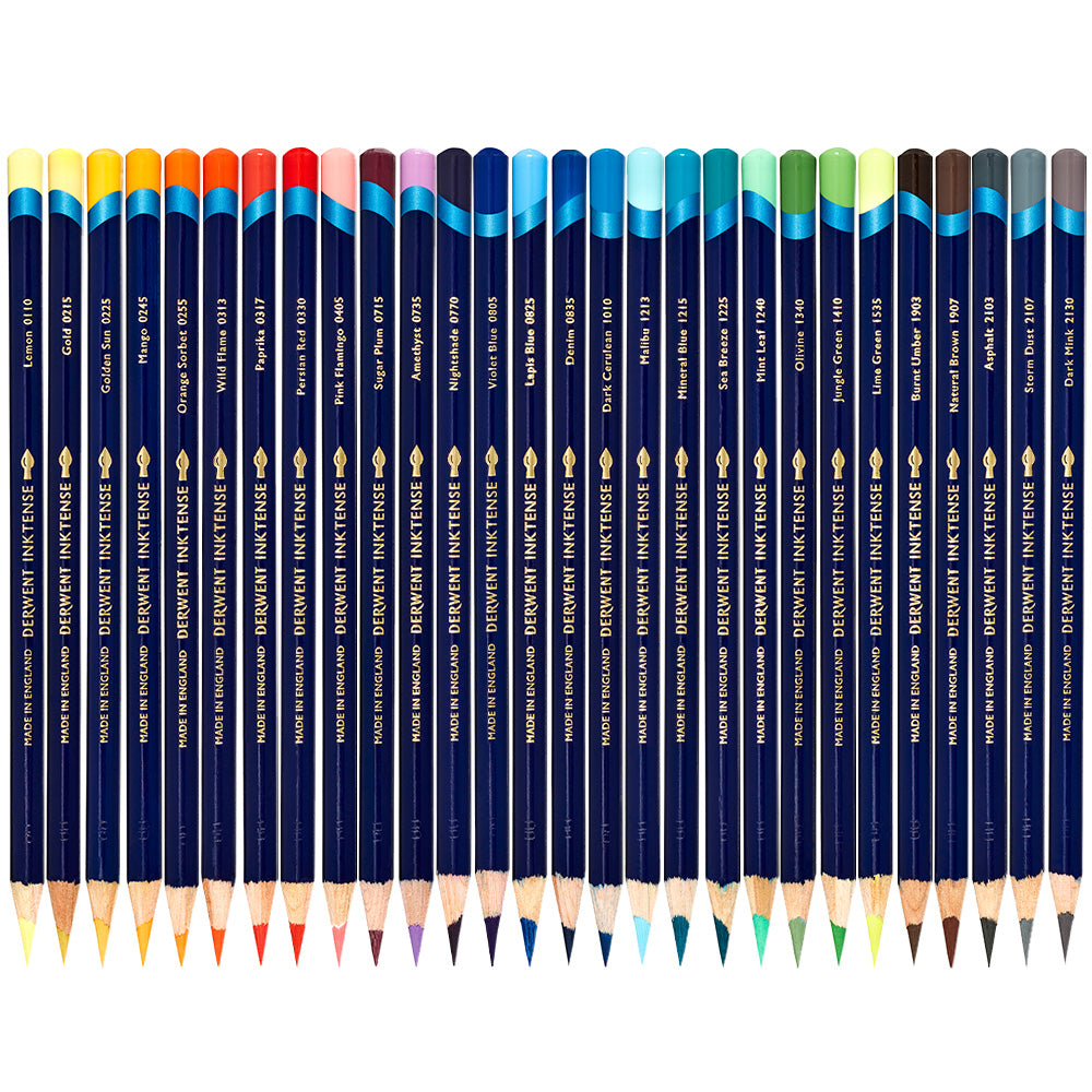 Derwent Inktense 28-Colored Watercolor Pencil Set - Vibrant Pigments for Artists, Sketching & Illustration - Perfect for Watercolor Effects & Mixed Media Art