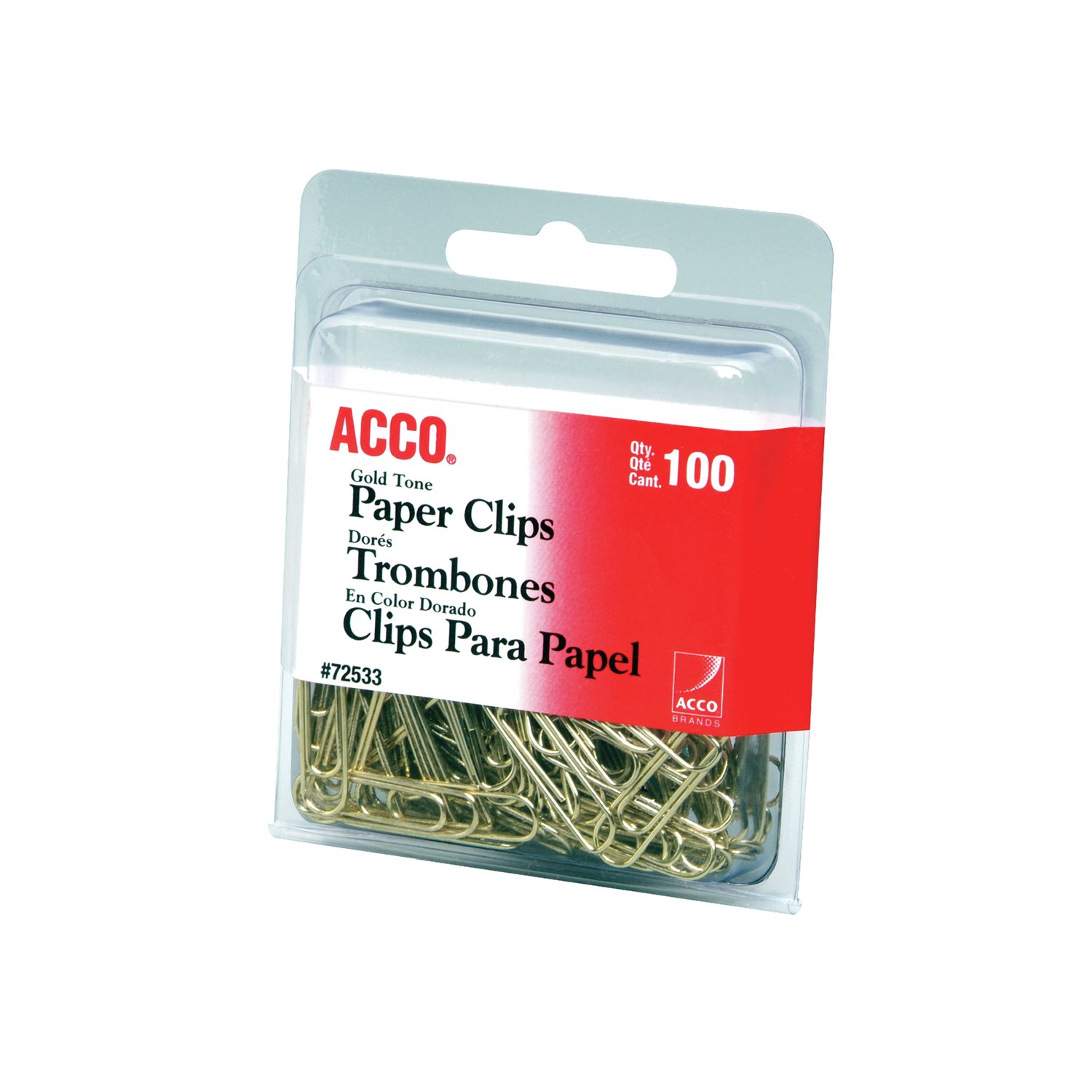 ACCO Brands #2 Size Gold Paper Clips - 100 Smooth Regular Clips per Box (72533) - Perfect for Office, School & Home Organization