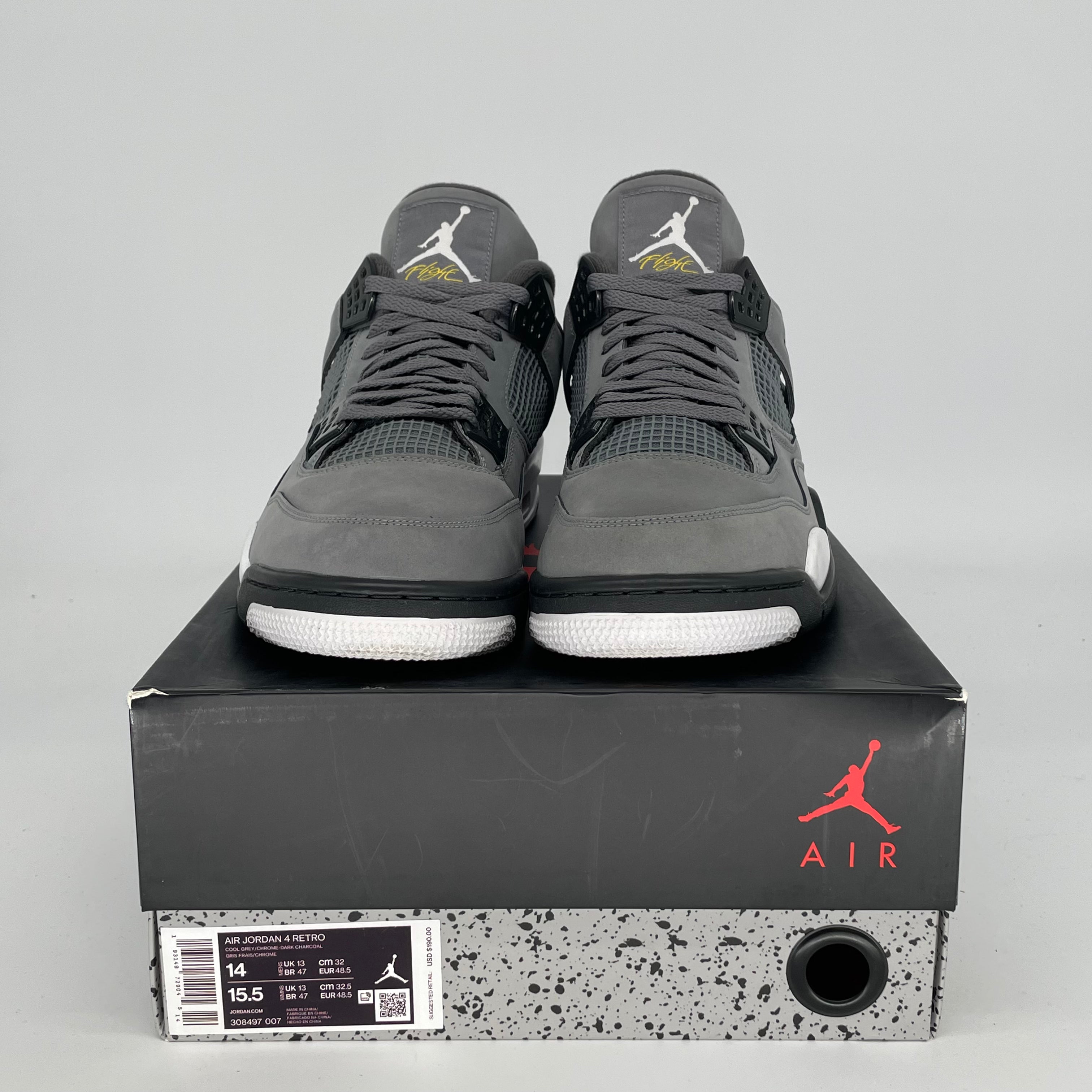 AIR JORDAN 4 COOL GREY Men's Basketball Shoes - Size 14 (308497-007) - Retro Sneakers for Streetwear & Sports Performance