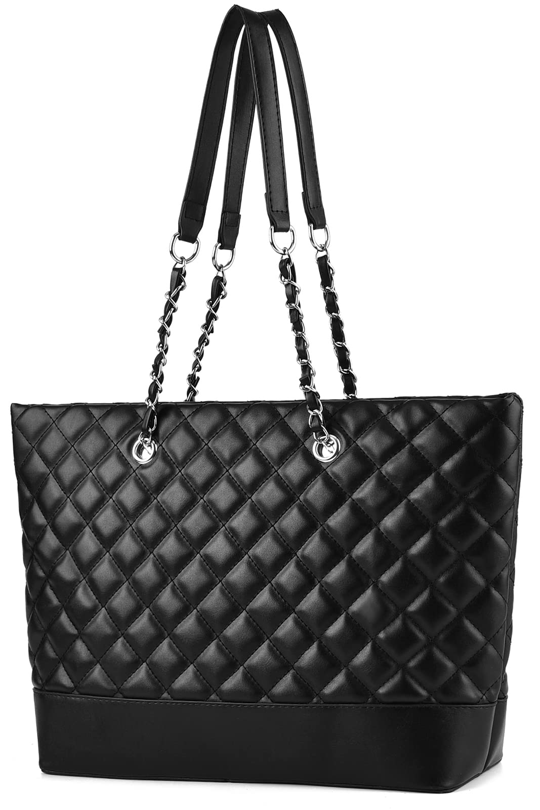 Women's Quilted Shoulder Bag - Lightweight Designer Tote with Chain Strap for Work & Travel