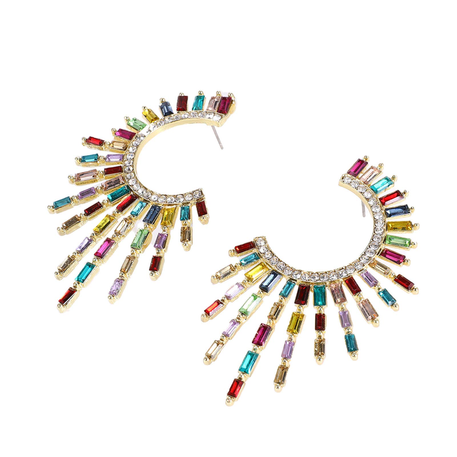 Stylish C-Shaped Sunflower Rhinestone Stud Earrings for Women - Fashionable Irregular Design - Perfect for Casual Wear, Parties & Gifts
