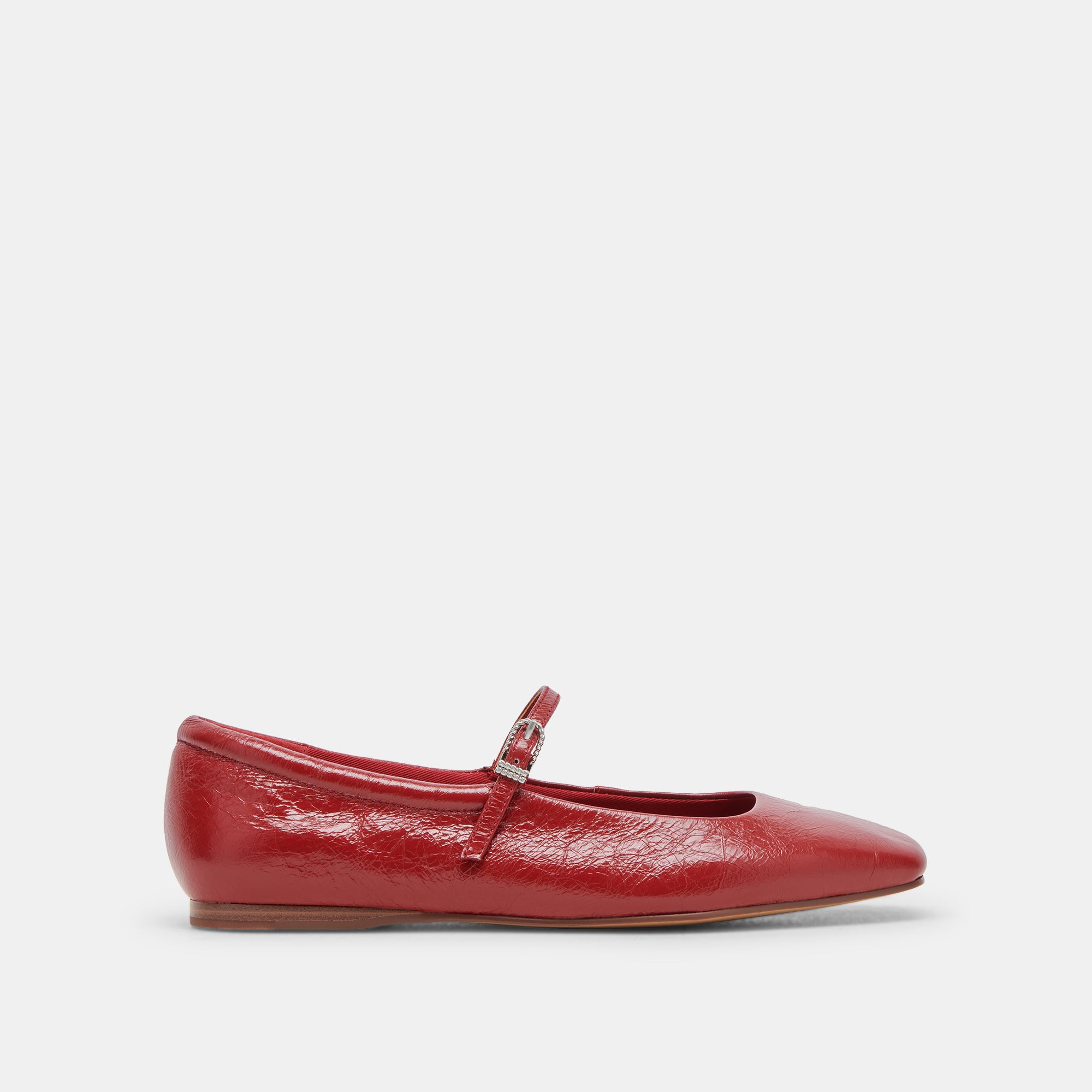 REYES Women's Red Crinkle Patent Leather Ballet Flats - Comfortable & Stylish Shoes for Work, Casual Wear & Dancing
