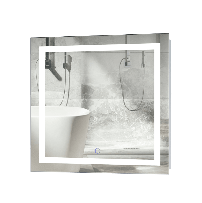Krugg Icon 24x24 Inch LED Bathroom Mirror with Adjustable Dimmer & Anti-Fog Function - Perfect for Modern Vanity, Spa-Like Bathroom & Makeup Area Lighting