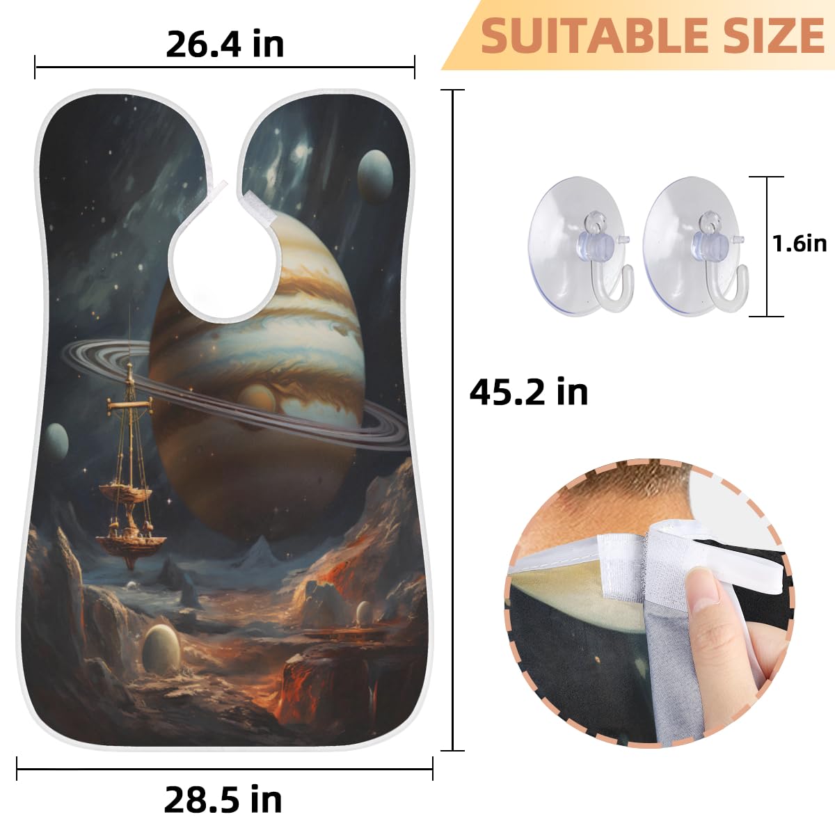 Cosmic Rocky Planet Beard Shaving Bib for Men - Waterproof Barber Cape for Haircut, Beard Trimming & Hair Dye - Sink Hair Catcher Apron for Salon & Home Use - Perfect Gift for Barbers & Stylists